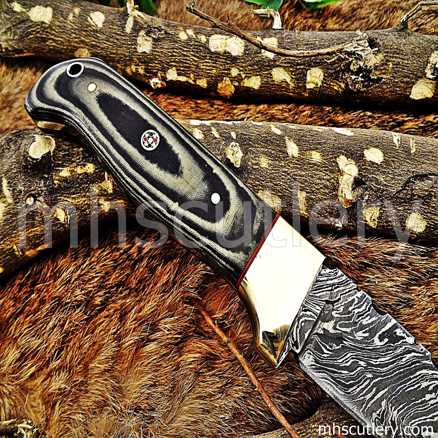 Handmade Damascus Steel Micarta Skinner Knife | mhscutlery