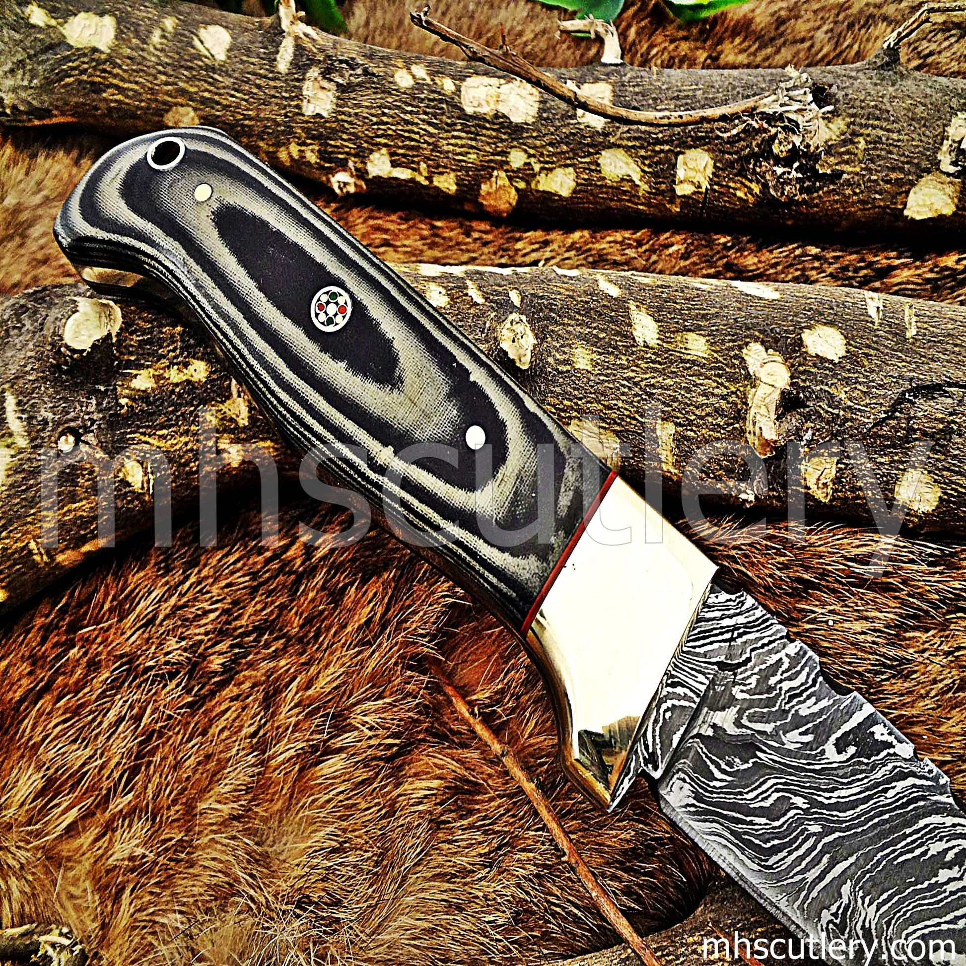 Handmade Damascus Steel Micarta Skinner Knife | mhscutlery