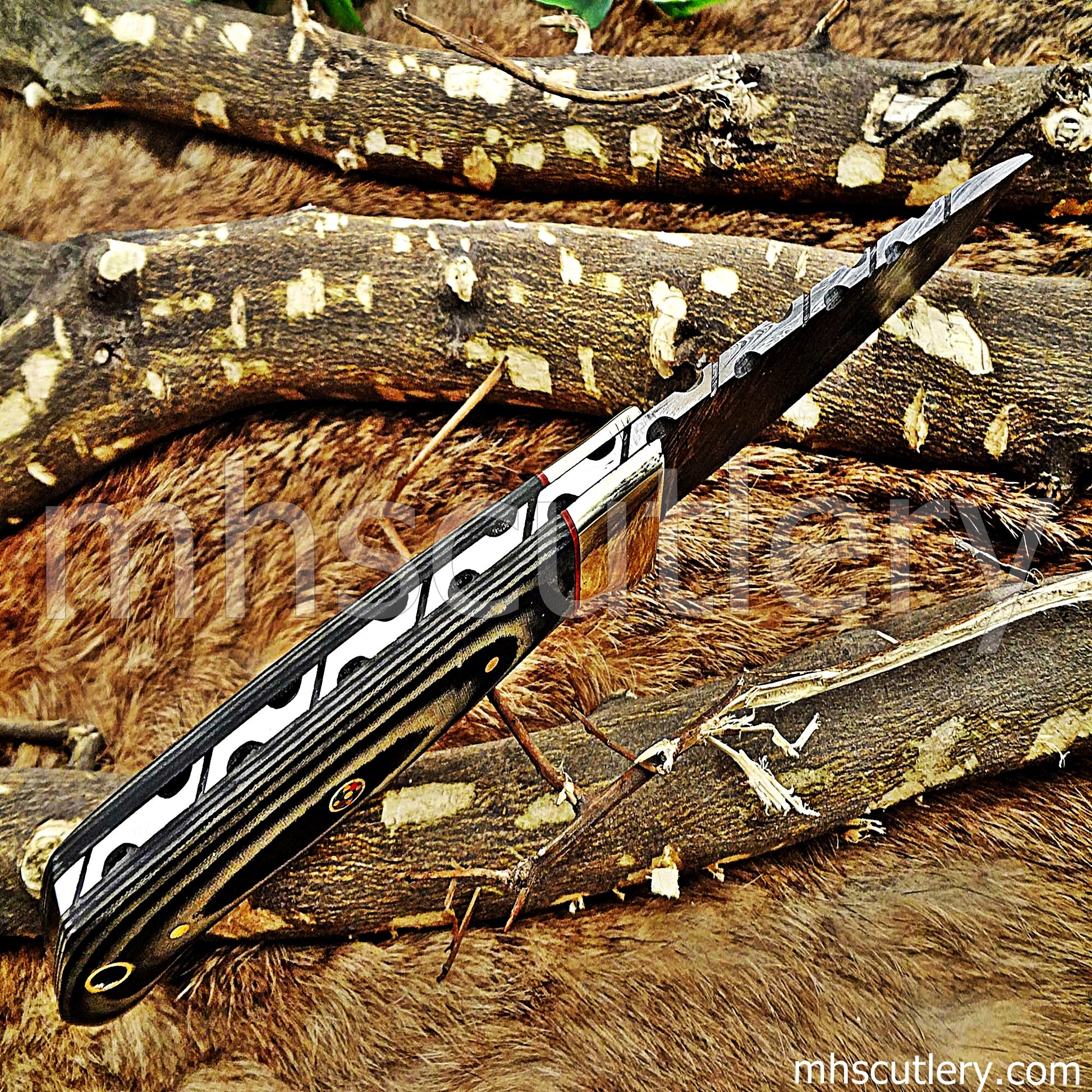 Handmade Damascus Steel Micarta Skinner Knife | mhscutlery