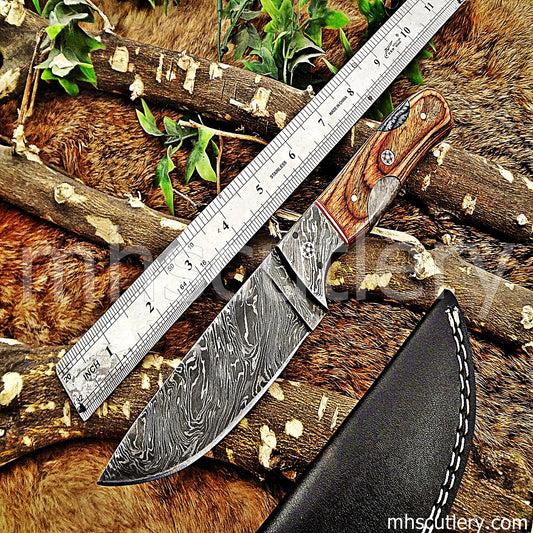 Hand Forged Damascus Steel Skinner Hunting Knife | mhscutlery