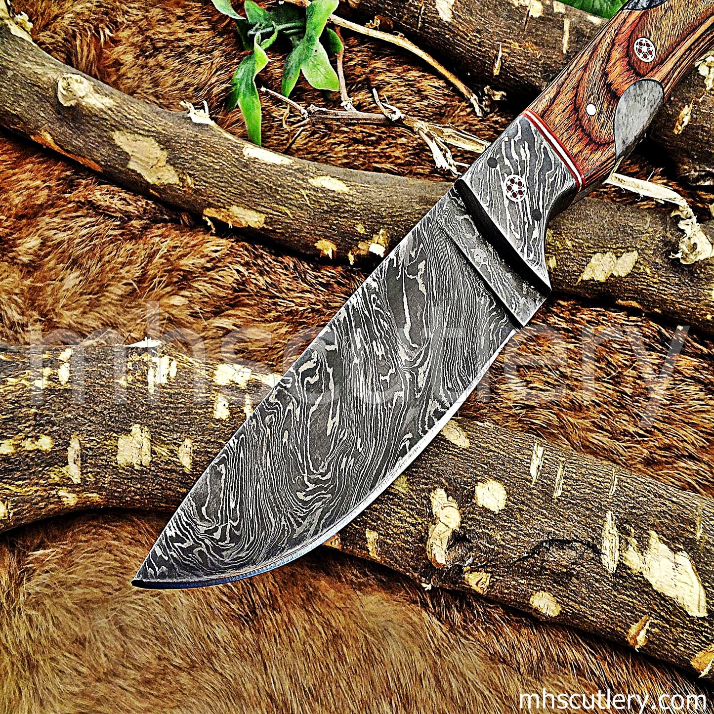 Hand Forged Damascus Steel Skinner Hunting Knife | mhscutlery