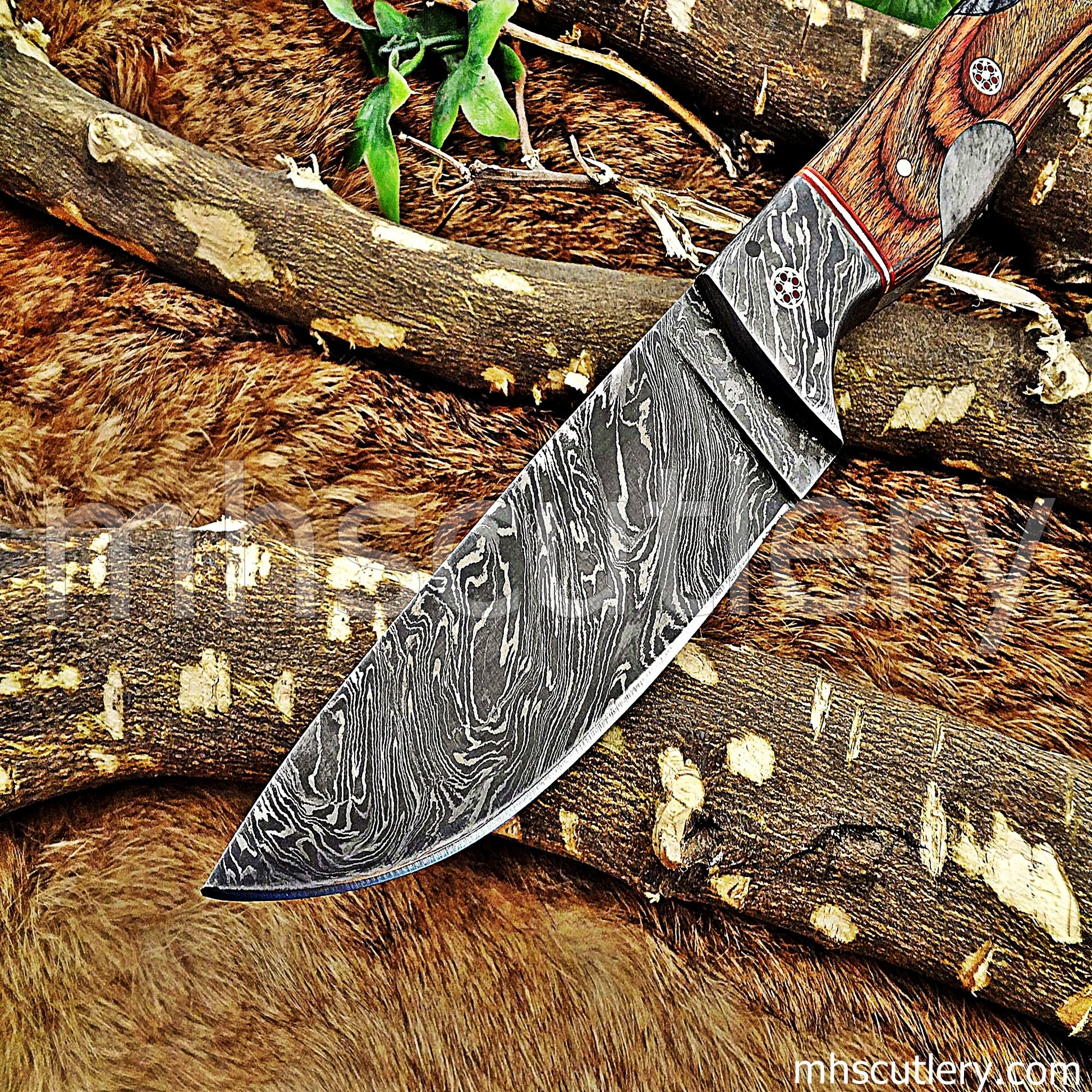 Hand Forged Damascus Steel Skinner Hunting Knife | mhscutlery