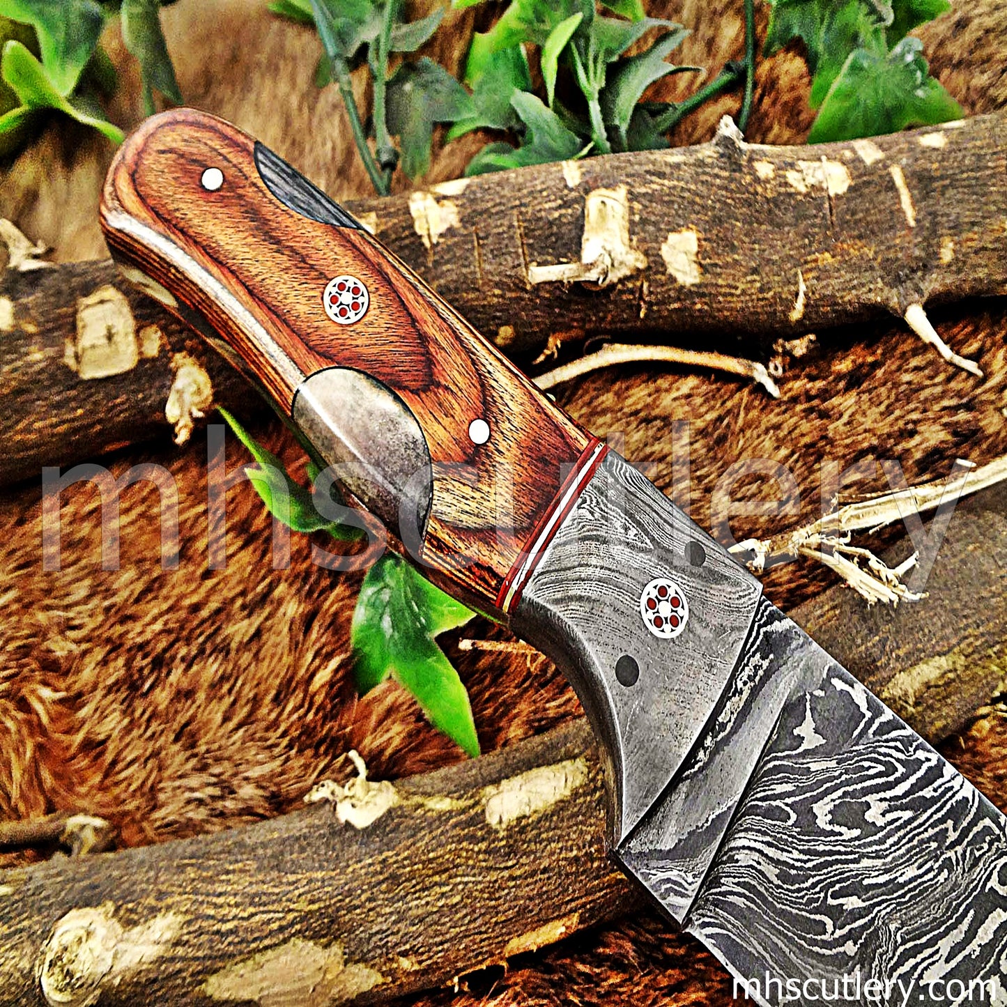 Hand Forged Damascus Steel Skinner Hunting Knife | mhscutlery