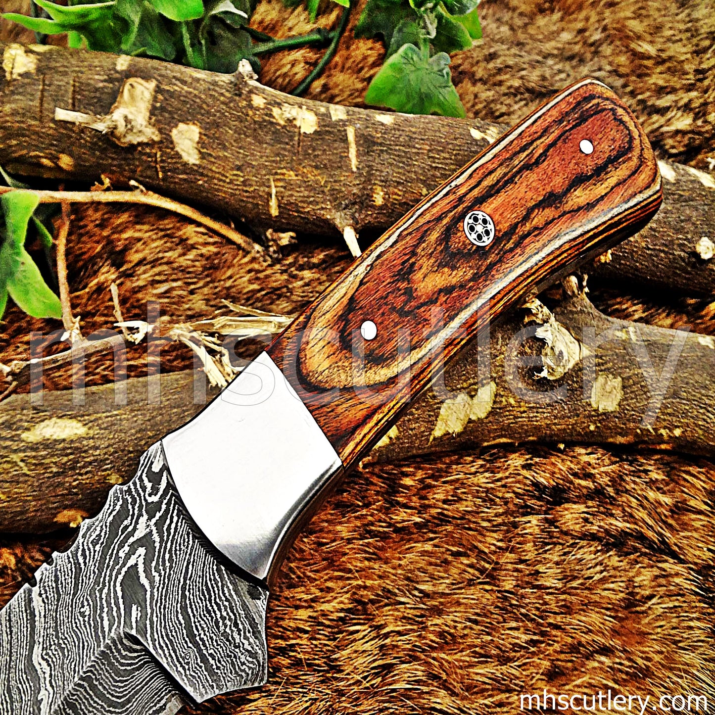 Custom Handmade Damascus Steel Skinner Knife | mhscutlery