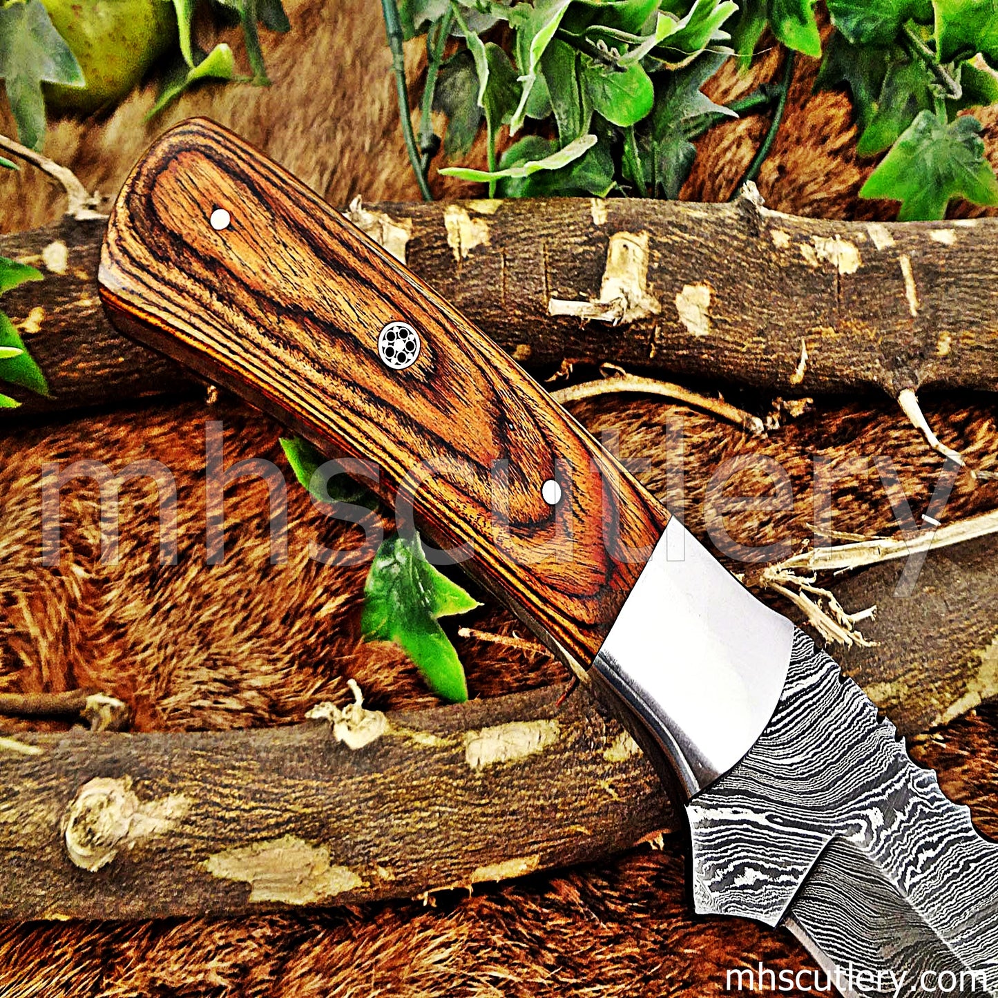 Custom Handmade Damascus Steel Skinner Knife | mhscutlery