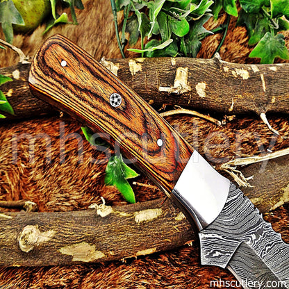 Custom Handmade Damascus Steel Skinner Knife | mhscutlery