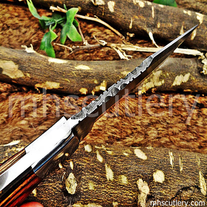 Custom Handmade Damascus Steel Skinner Knife | mhscutlery