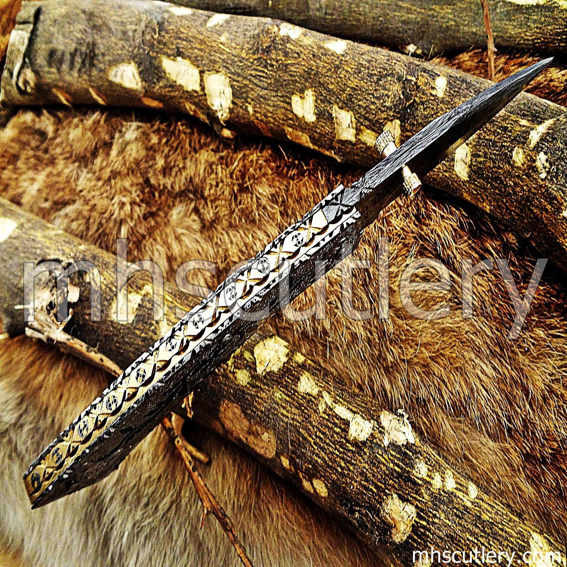 Custom Hand Engraved Damascus Steel Folder Knife / Silver Handle | mhscutlery