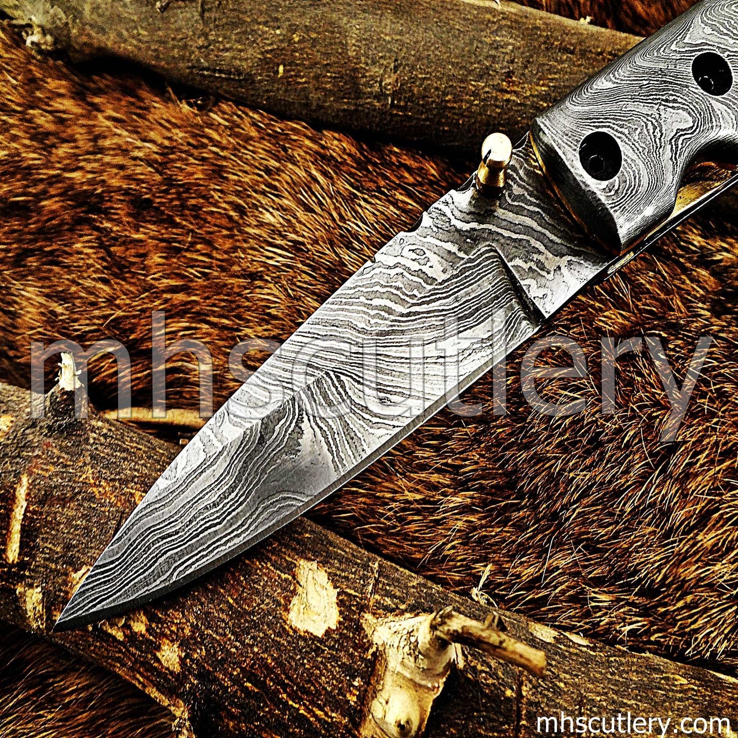 Custom Hand Forged Damascus Steel Folding Pocket Knife | mhscutlery