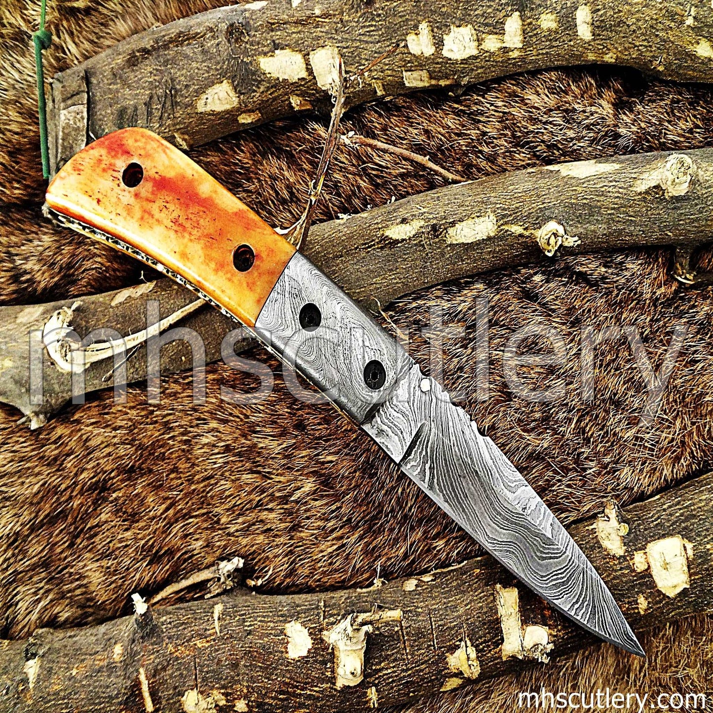 Custom Hand Forged Damascus Steel Folding Pocket Knife | mhscutlery