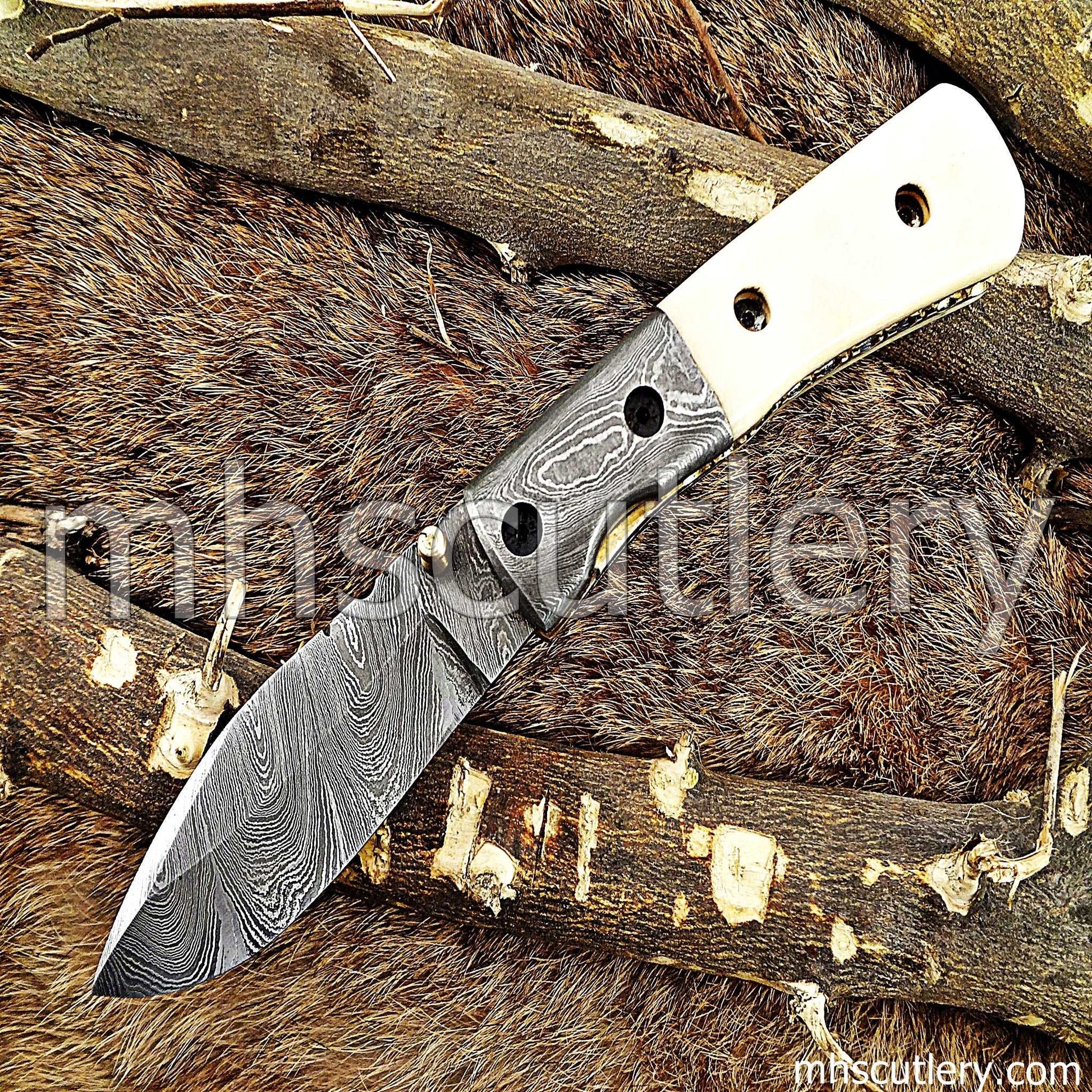 Custom Hand Forged Damascus Steel Gentlemen's Pocket EDC Knife | mhscutlery