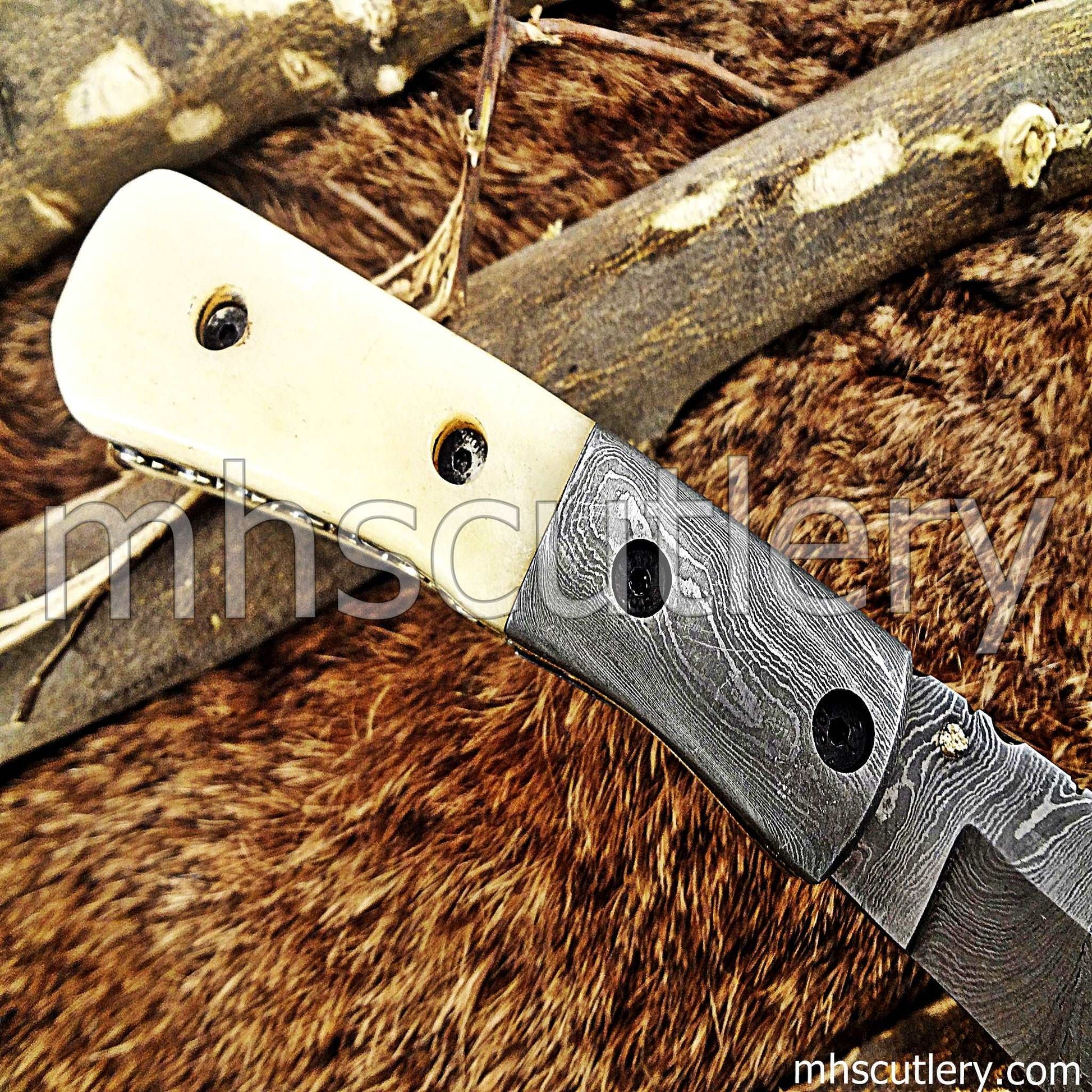 Custom Hand Forged Damascus Steel Gentlemen's Pocket EDC Knife | mhscutlery
