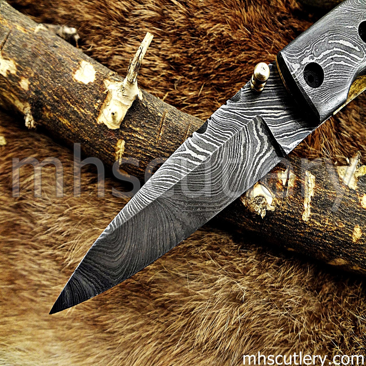 Handmade Damascus Steel Folding Knife | mhscutlery