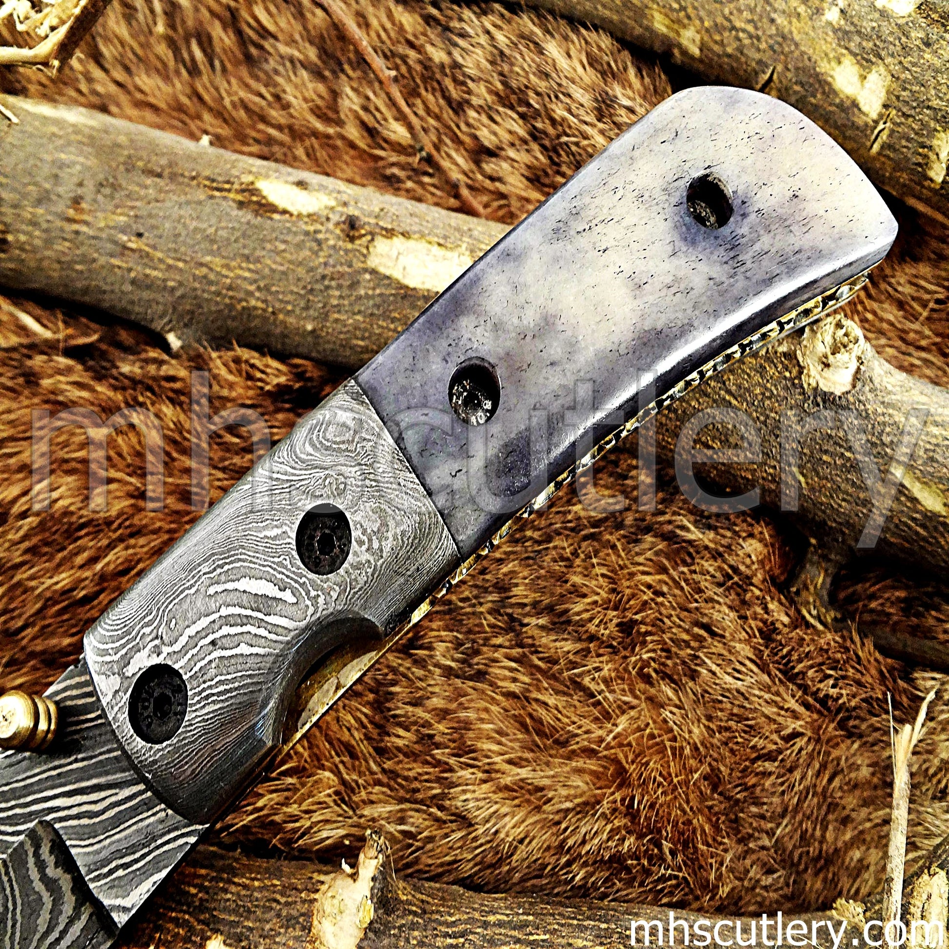 Handmade Damascus Steel Folding Knife | mhscutlery