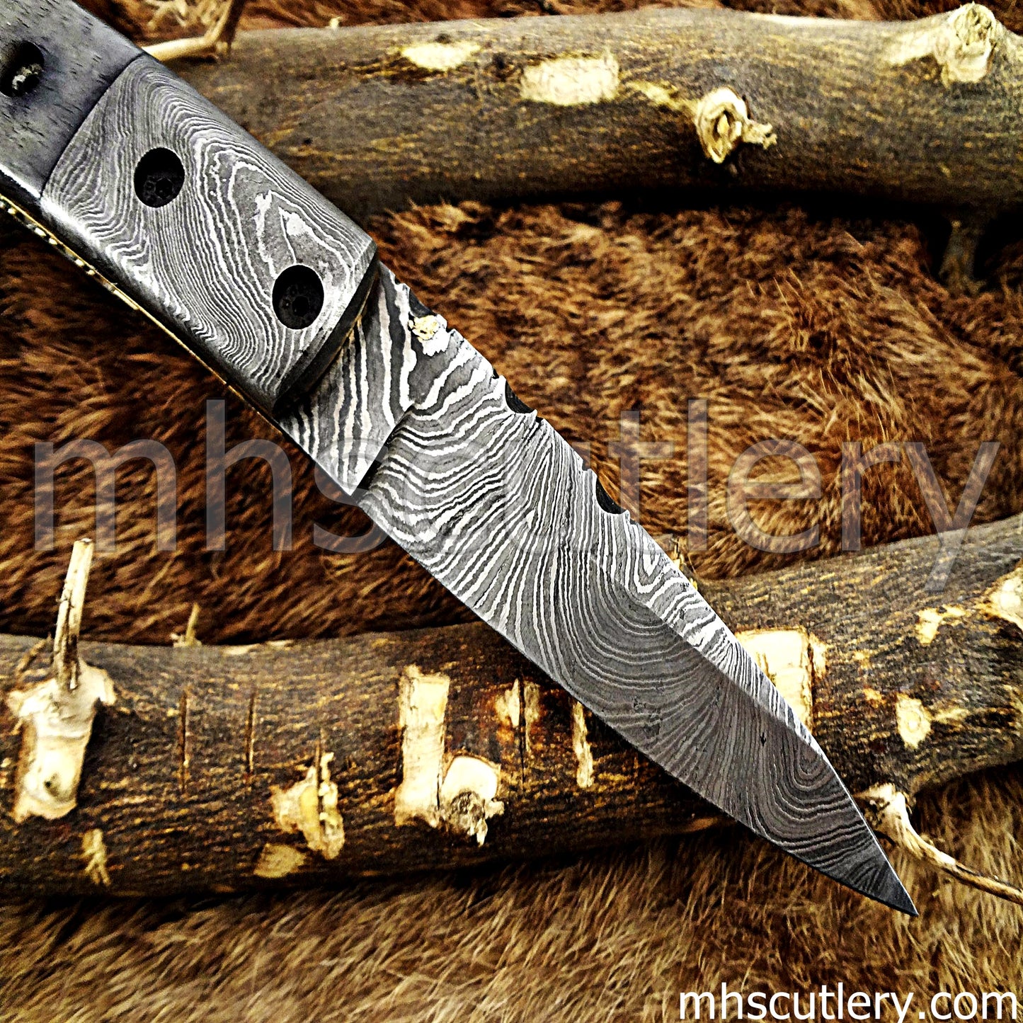 Handmade Damascus Steel Folding Knife | mhscutlery