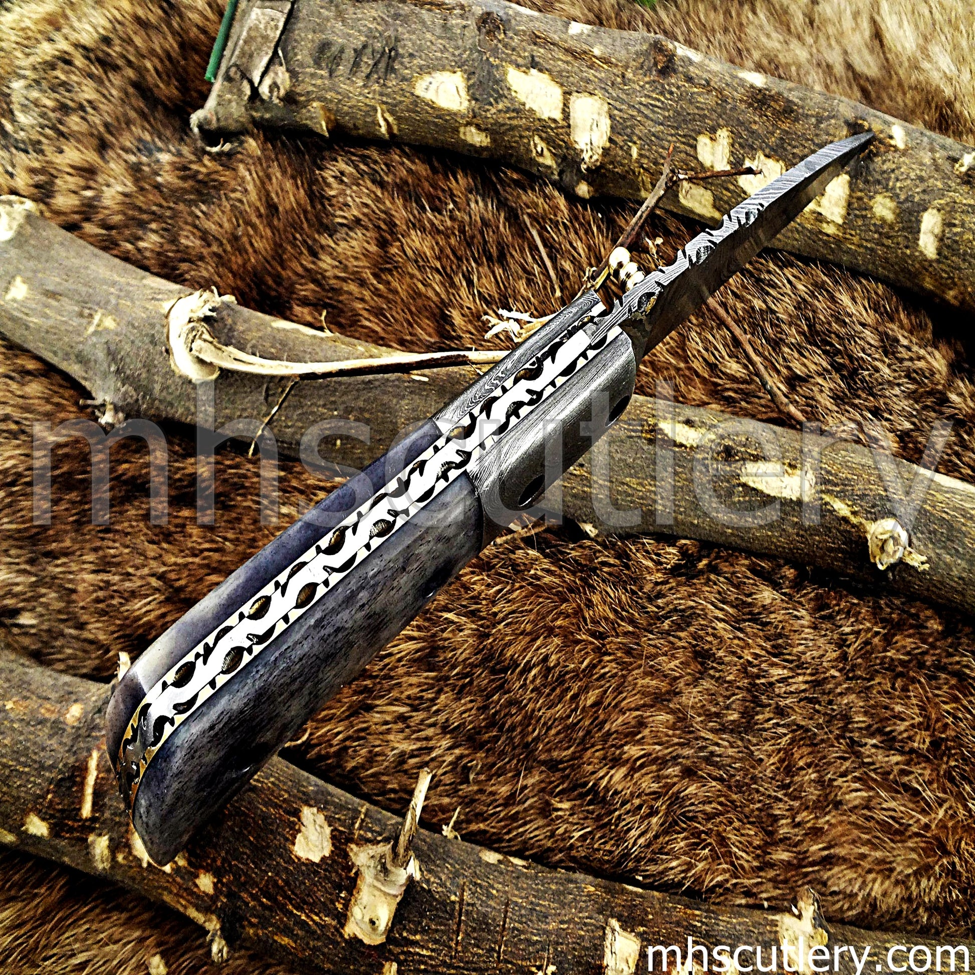 Handmade Damascus Steel Folding Knife | mhscutlery