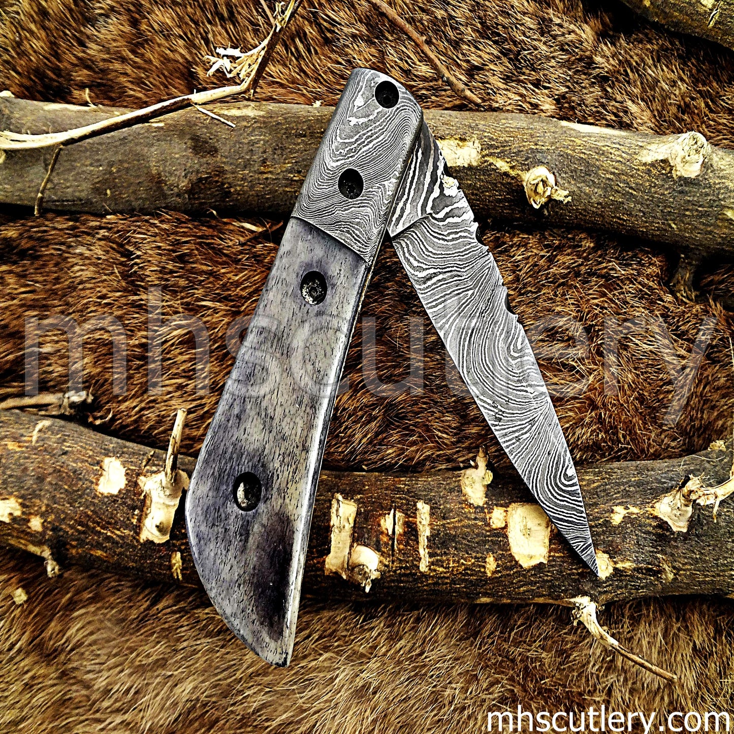 Handmade Damascus Steel Folding Knife | mhscutlery