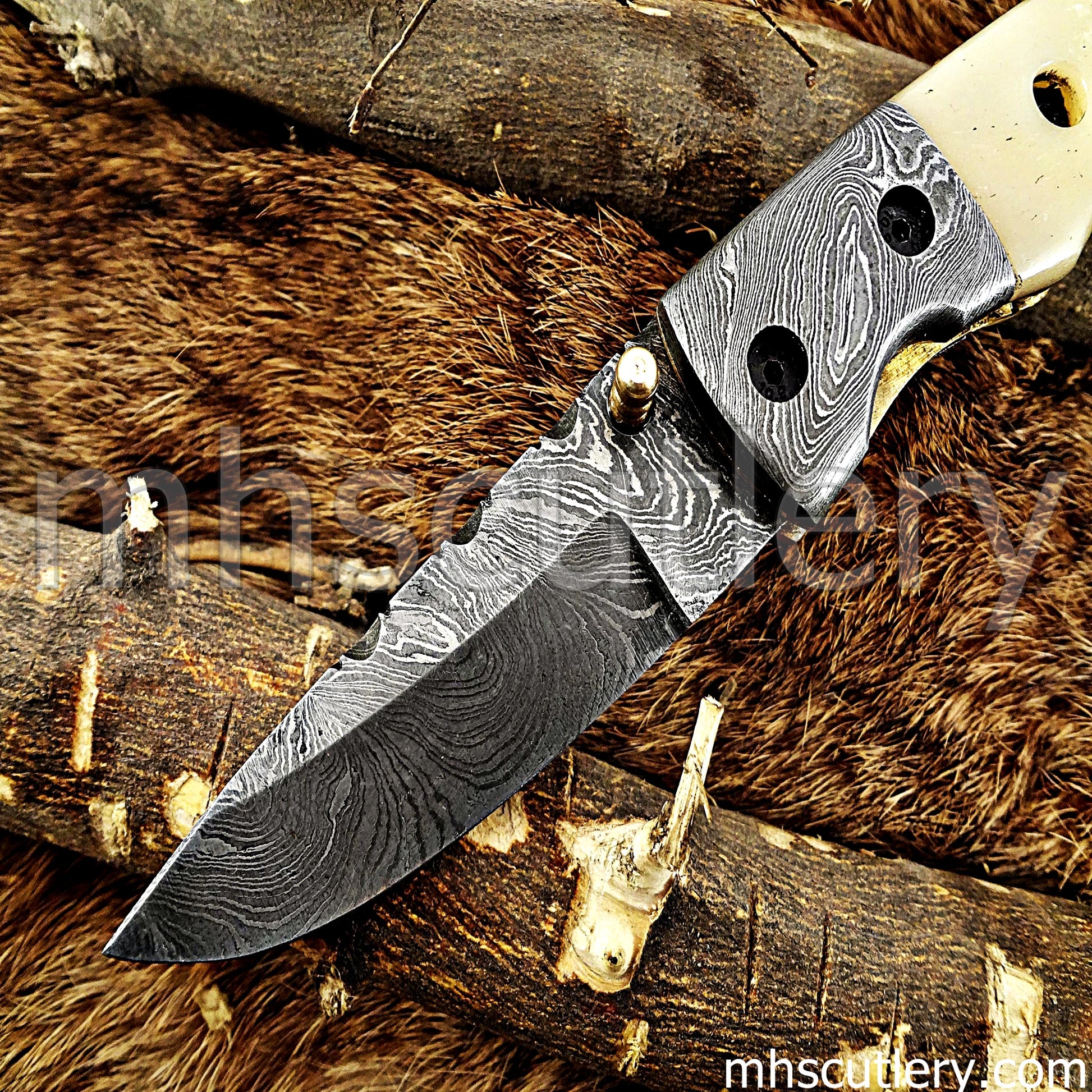 Handmade Damascus Steel Folding Knife | mhscutlery