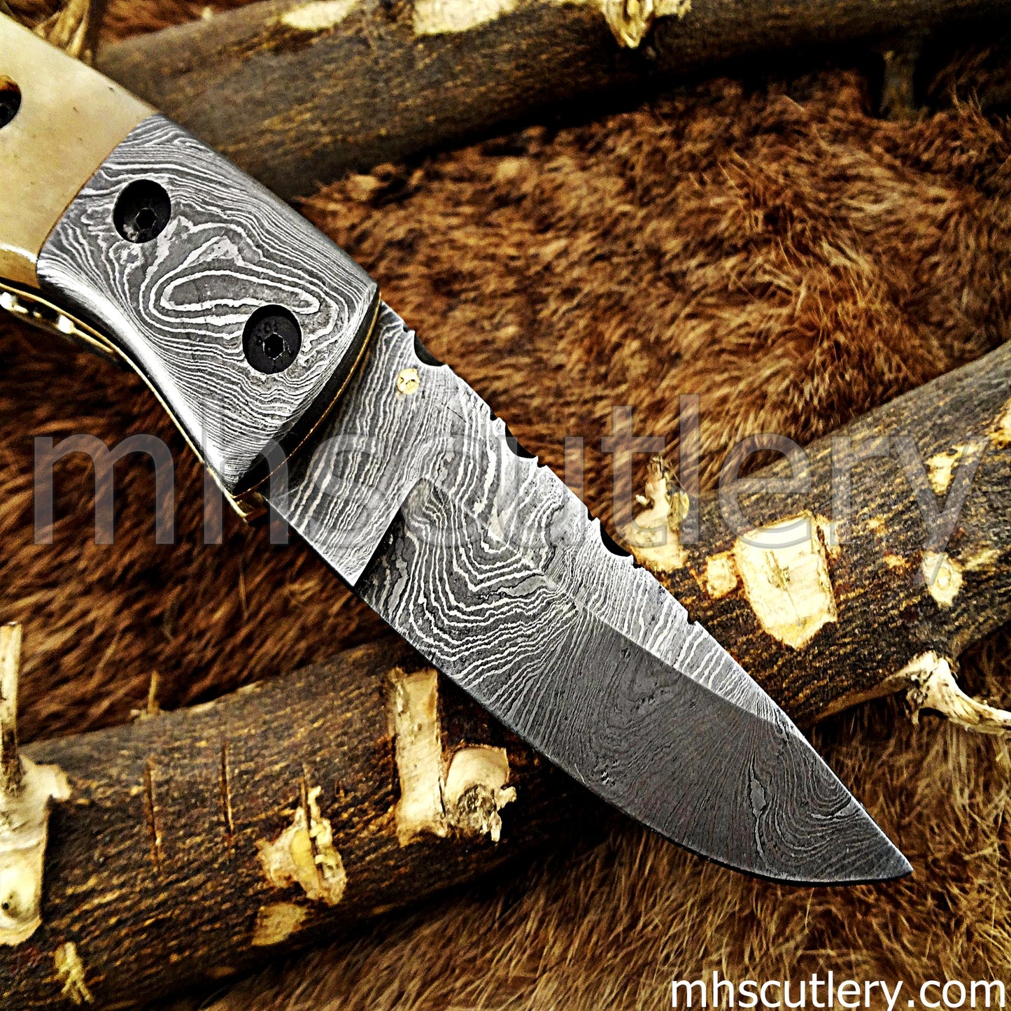 Handmade Damascus Steel Folding Knife | mhscutlery