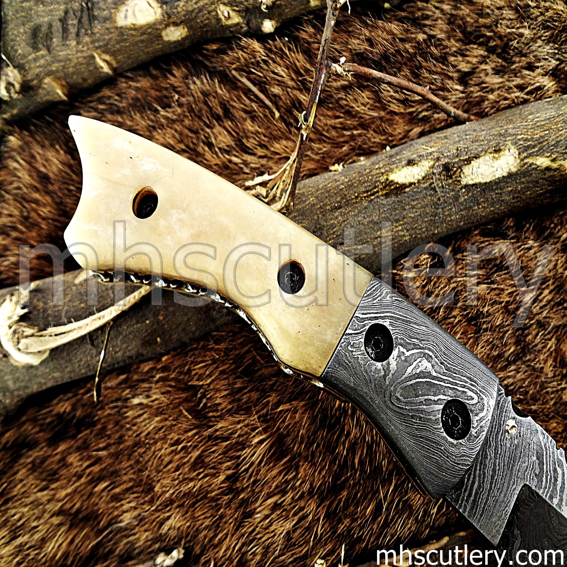 Handmade Damascus Steel Folding Knife | mhscutlery