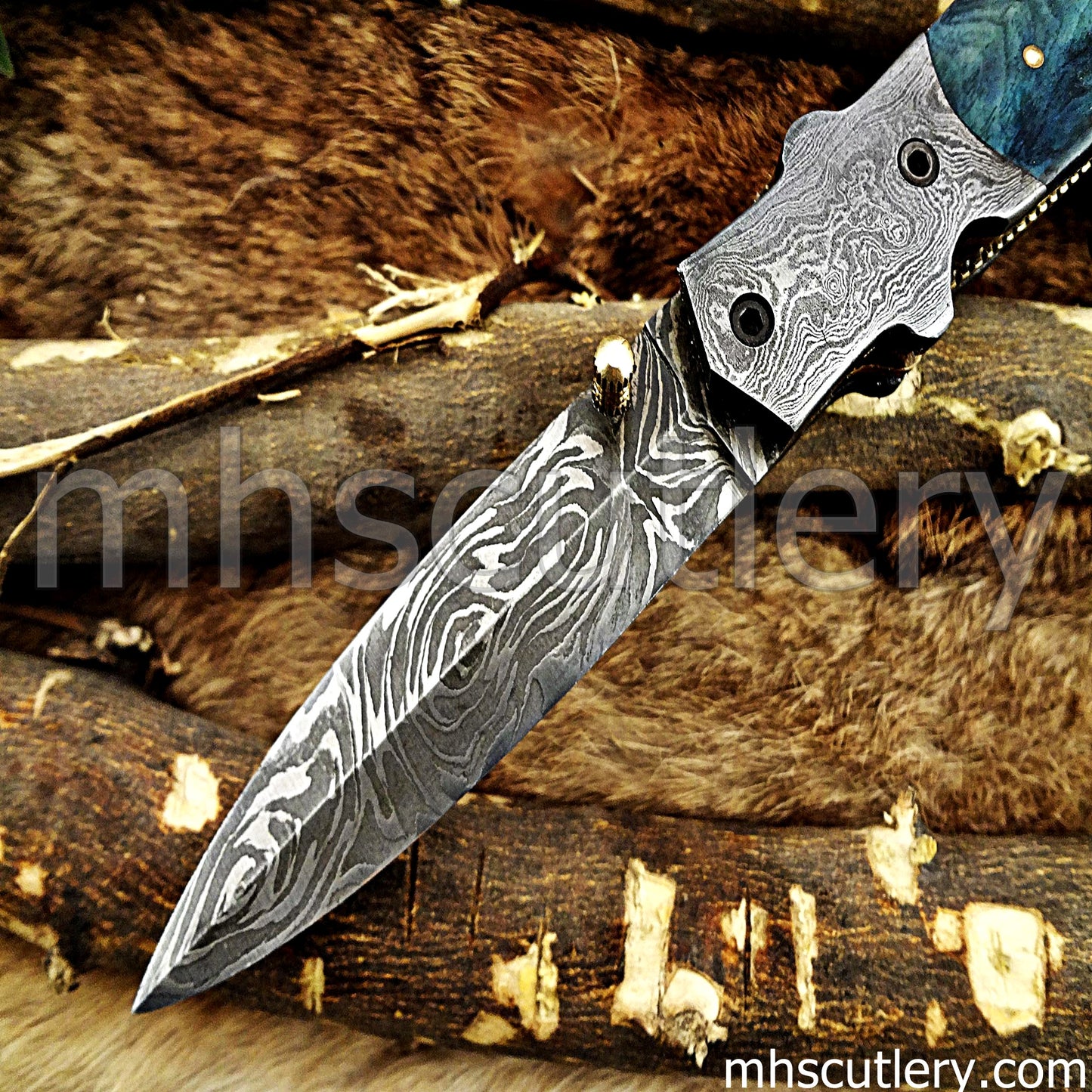 Hand Forged Damascus Steel Dagger Pocket Knife | mhscutlery