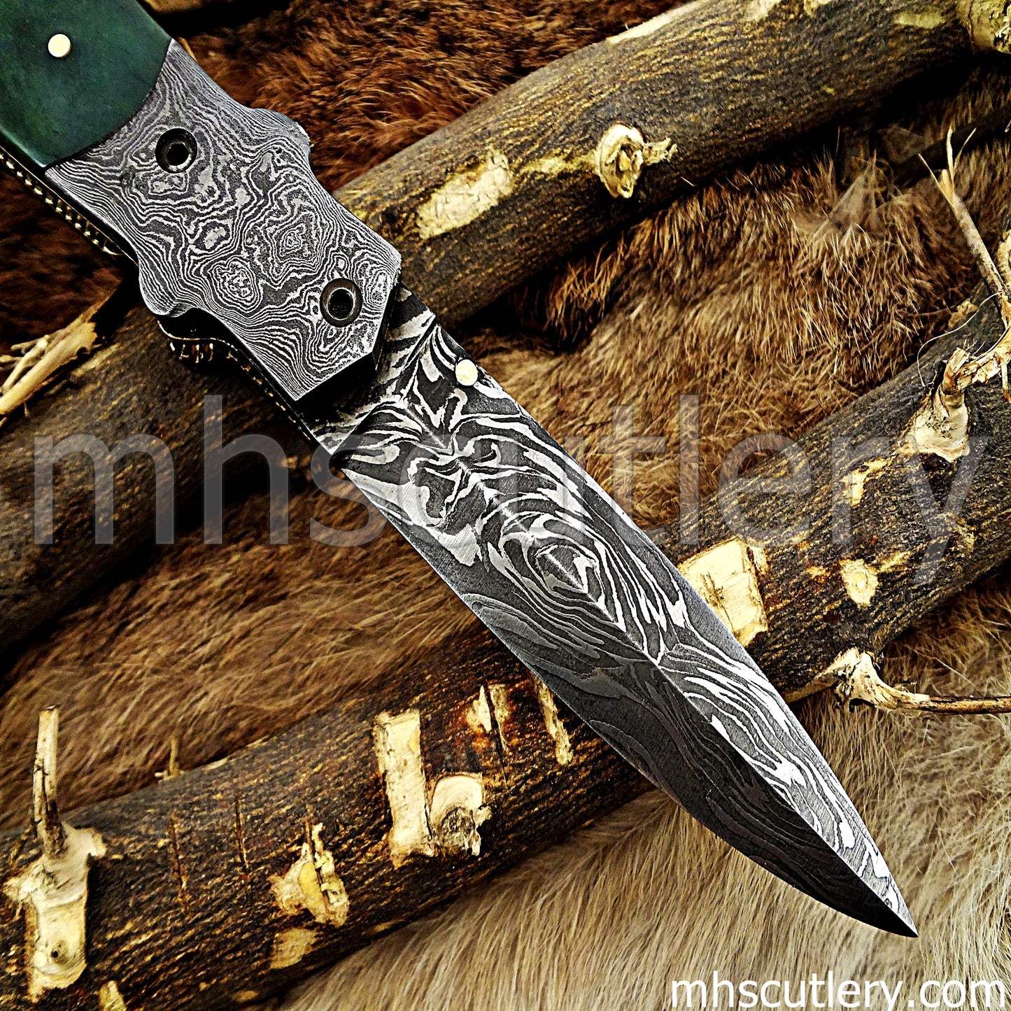 Hand Forged Damascus Steel Dagger Pocket Knife | mhscutlery
