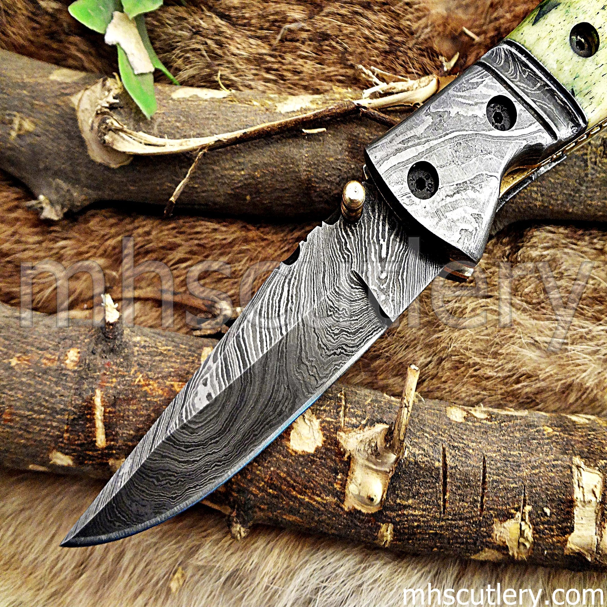 Custom Handmade Damascus Steel Traditional Folder | mhscutlery