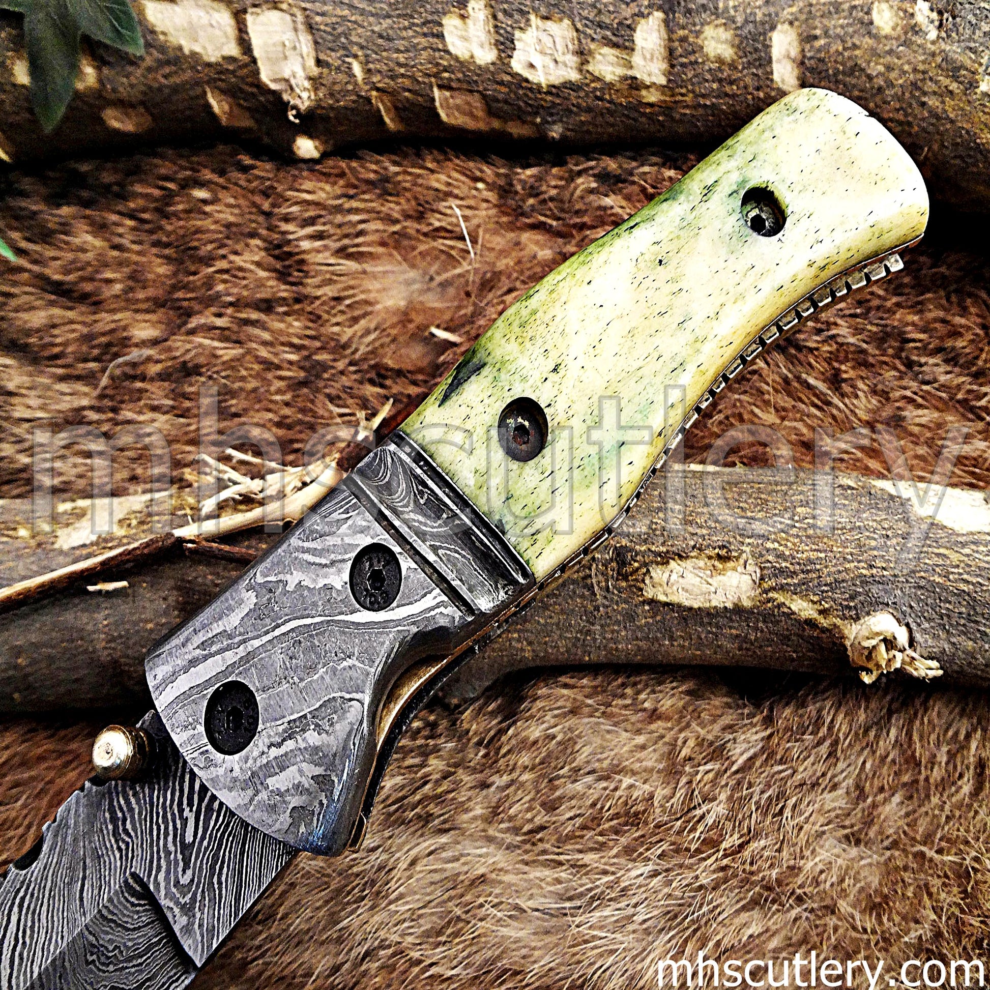 Custom Handmade Damascus Steel Traditional Folder | mhscutlery