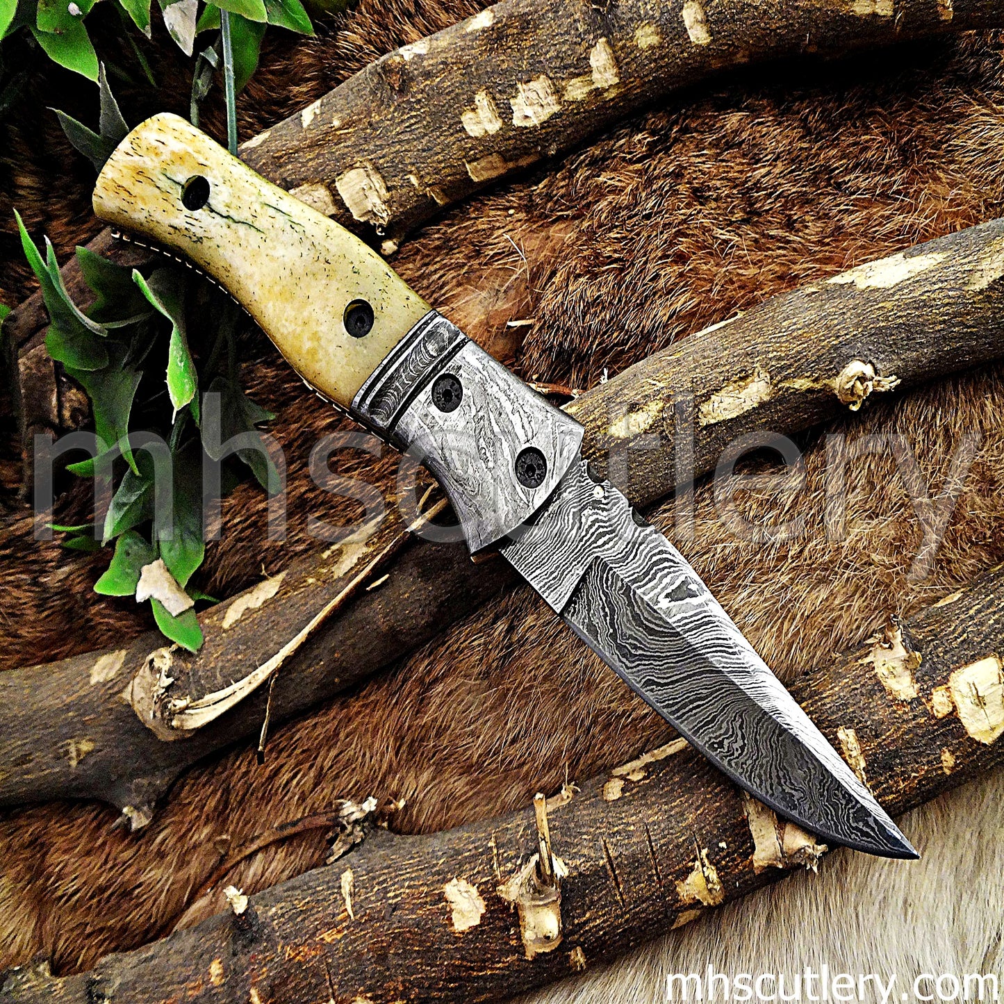 Custom Handmade Damascus Steel Traditional Folder | mhscutlery