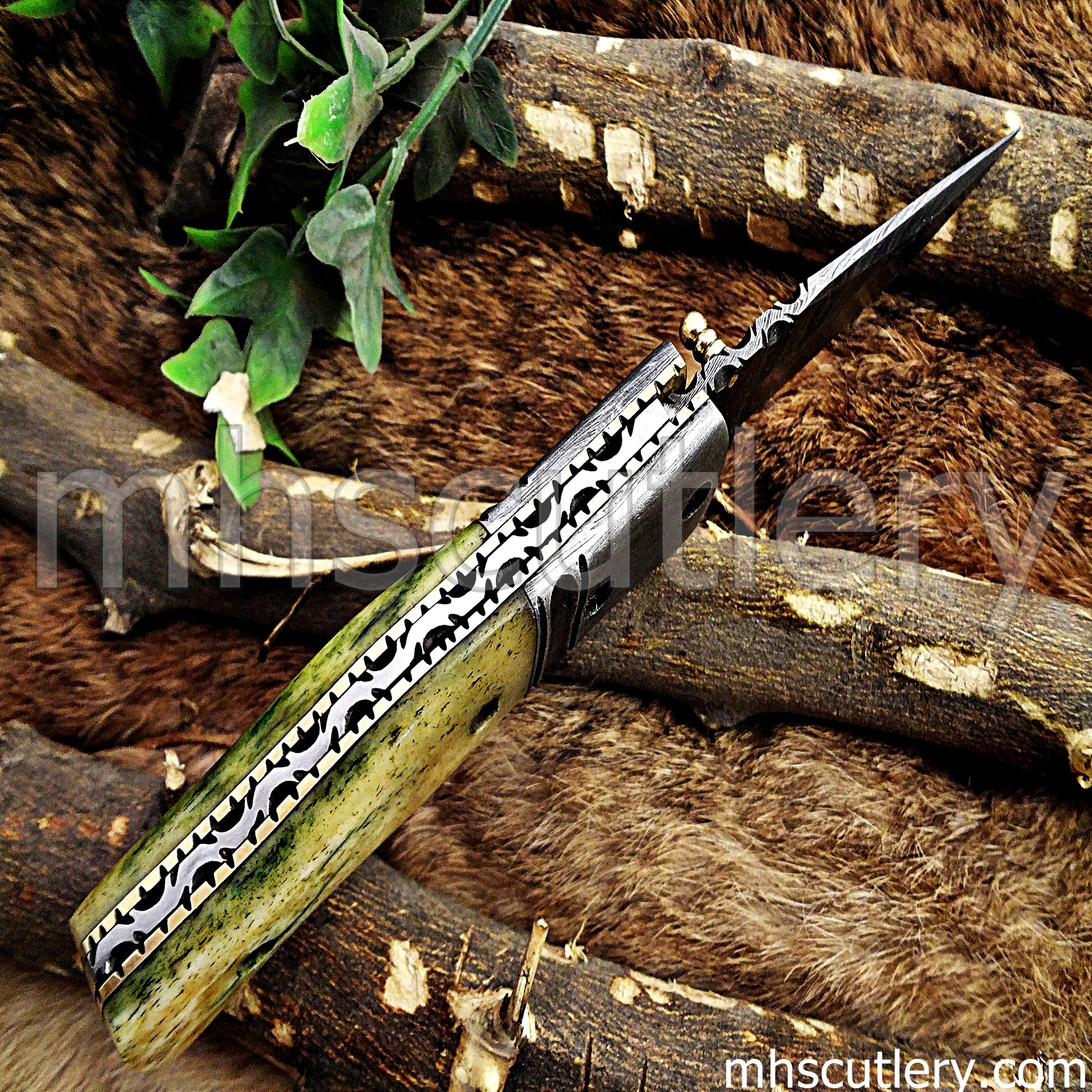 Custom Handmade Damascus Steel Traditional Folder | mhscutlery
