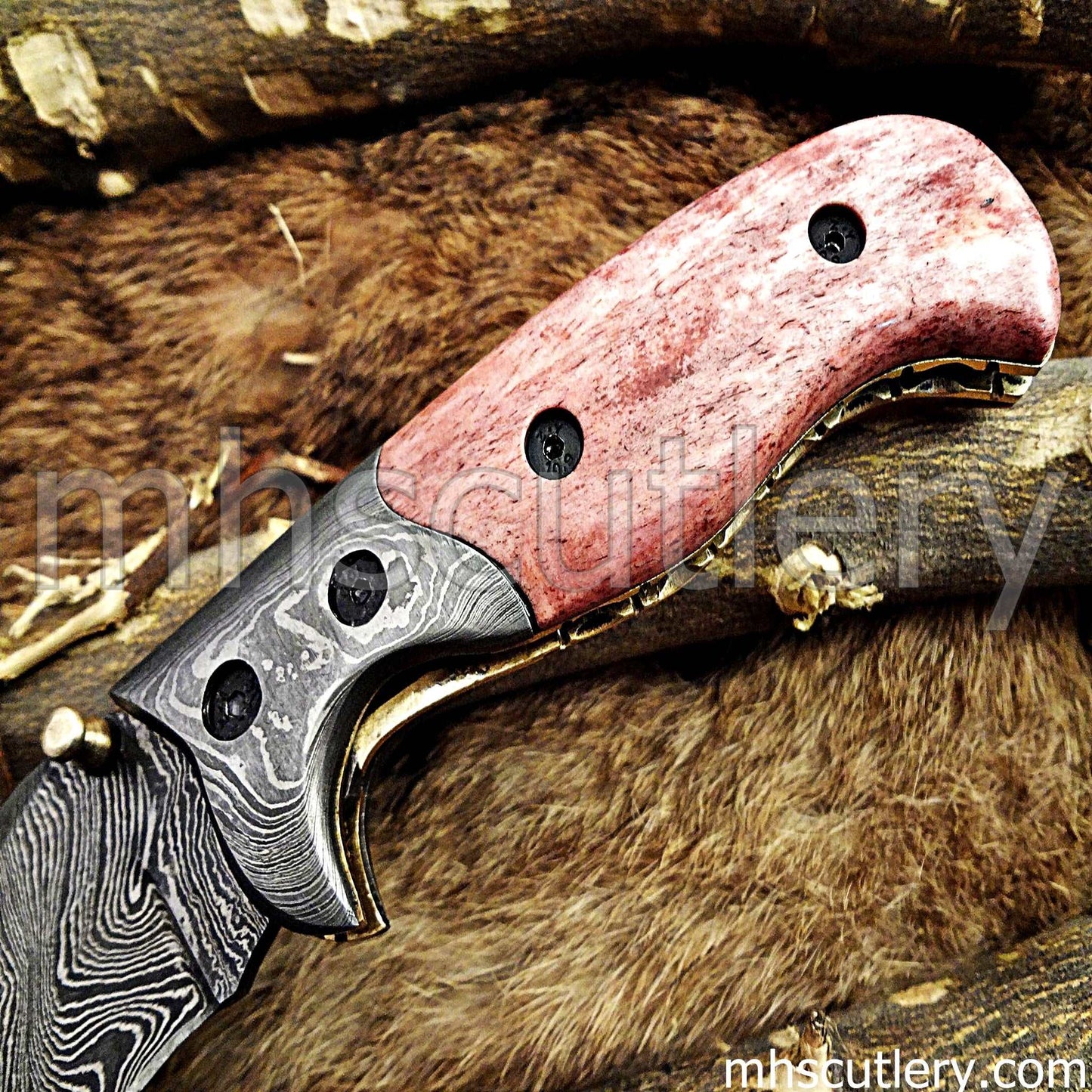 Custom Hand Forged Damascus Steel Folding Pocket Knife | mhscutlery