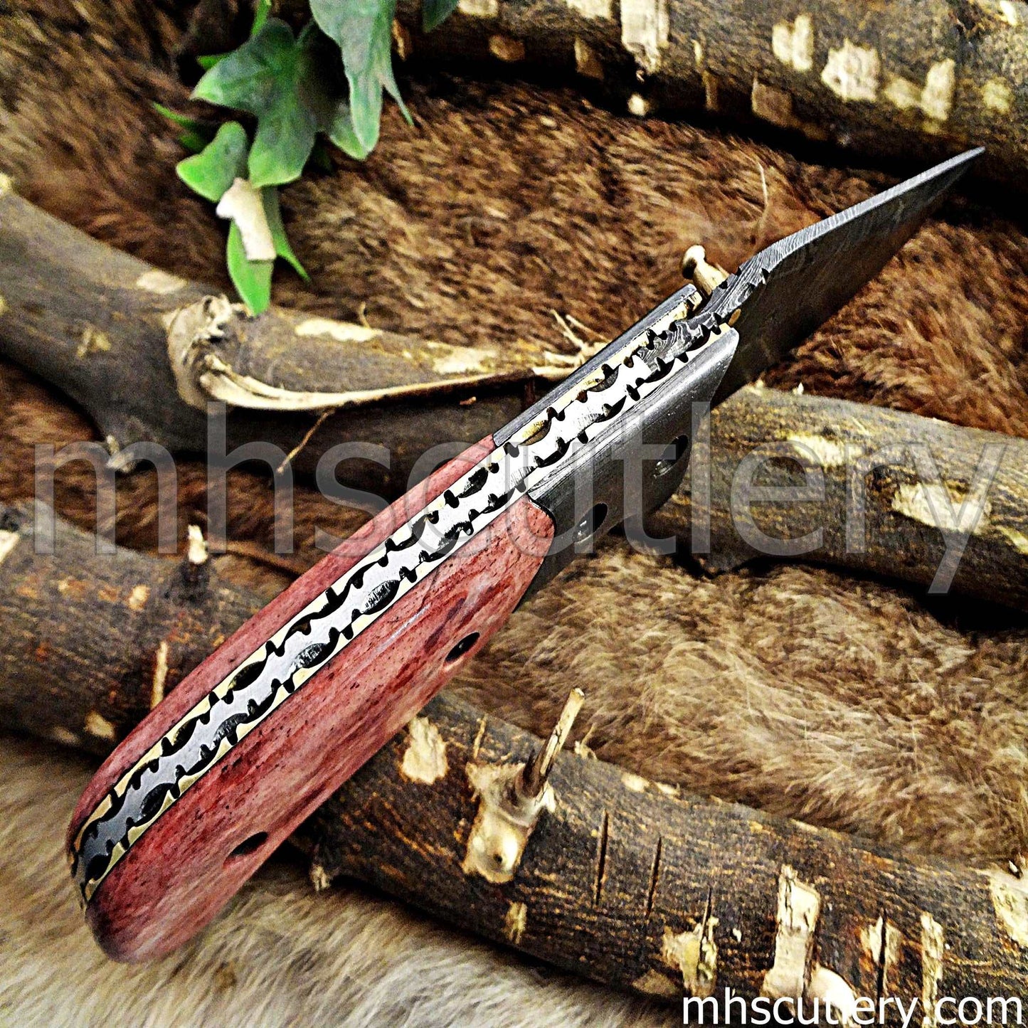 Custom Hand Forged Damascus Steel Folding Pocket Knife | mhscutlery