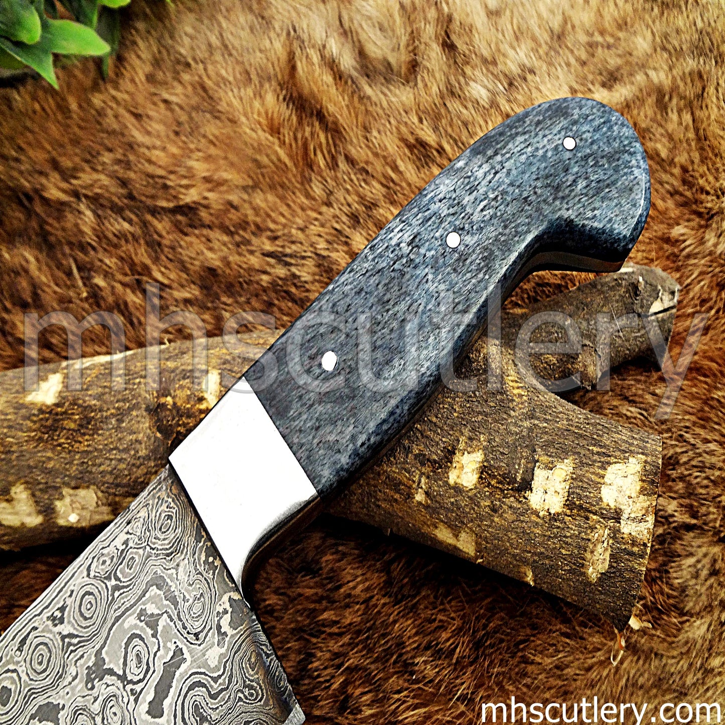 Raindrop Damascus Steel Kitchen's Chef Knife / Bone Handle | mhscutlery