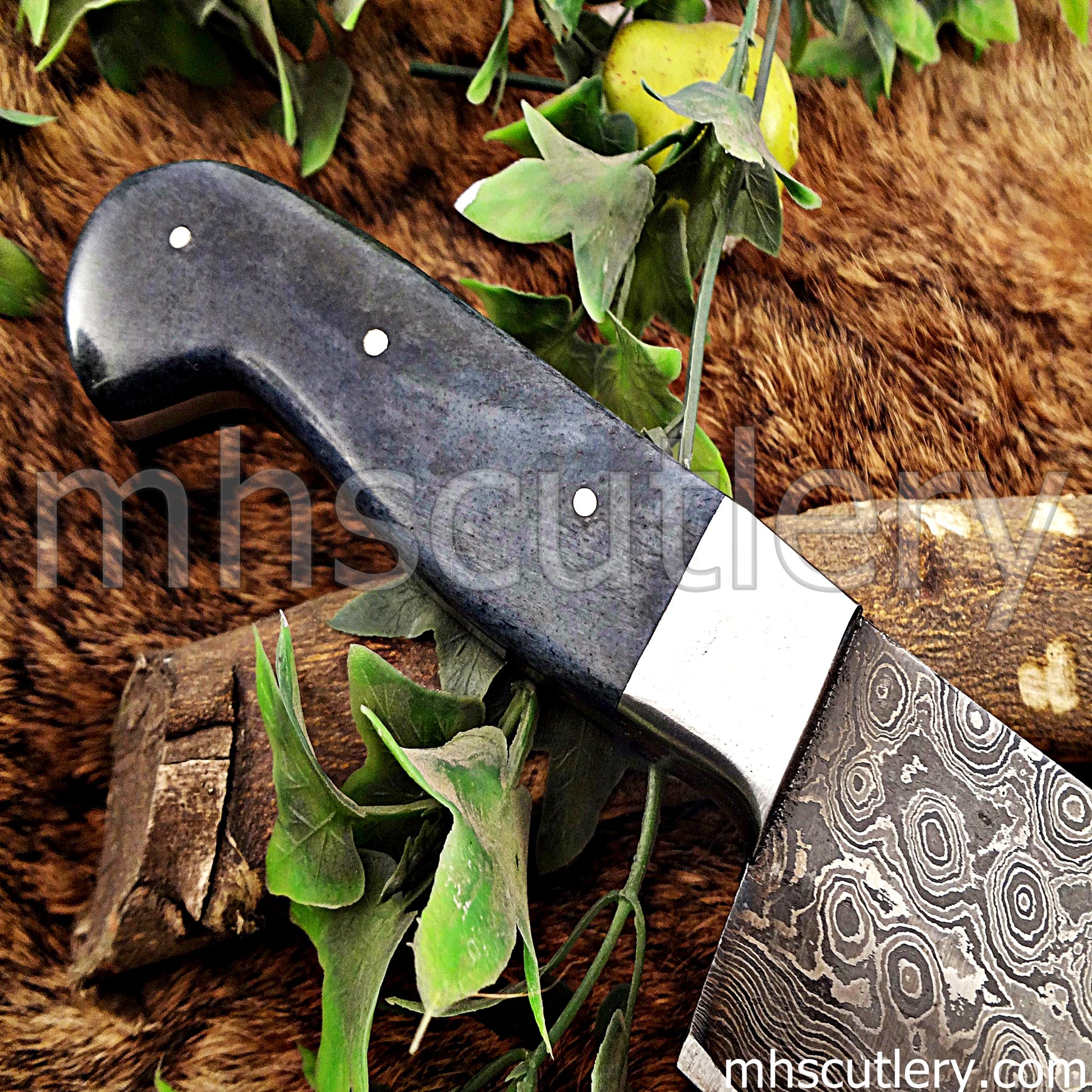 Raindrop Damascus Steel Kitchen's Chef Knife / Bone Handle | mhscutlery