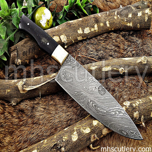 Hand Forged Damascus Steel Chef Knife | mhscutlery