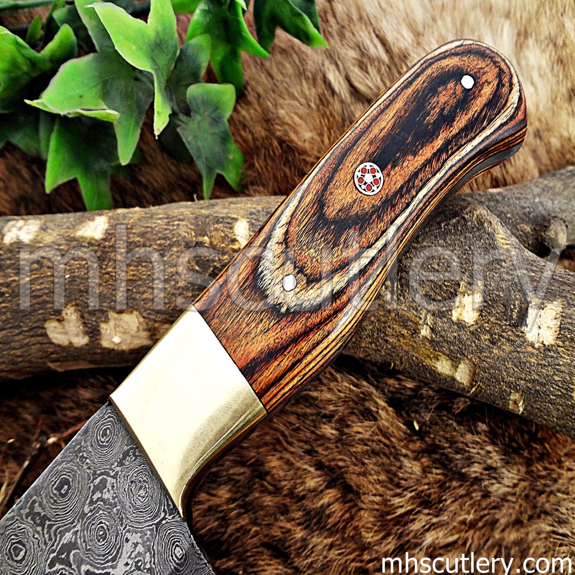 Handmade Raindrop Damascus Steel Kitchen Knife / Pakka Wood Handle | mhscutlery