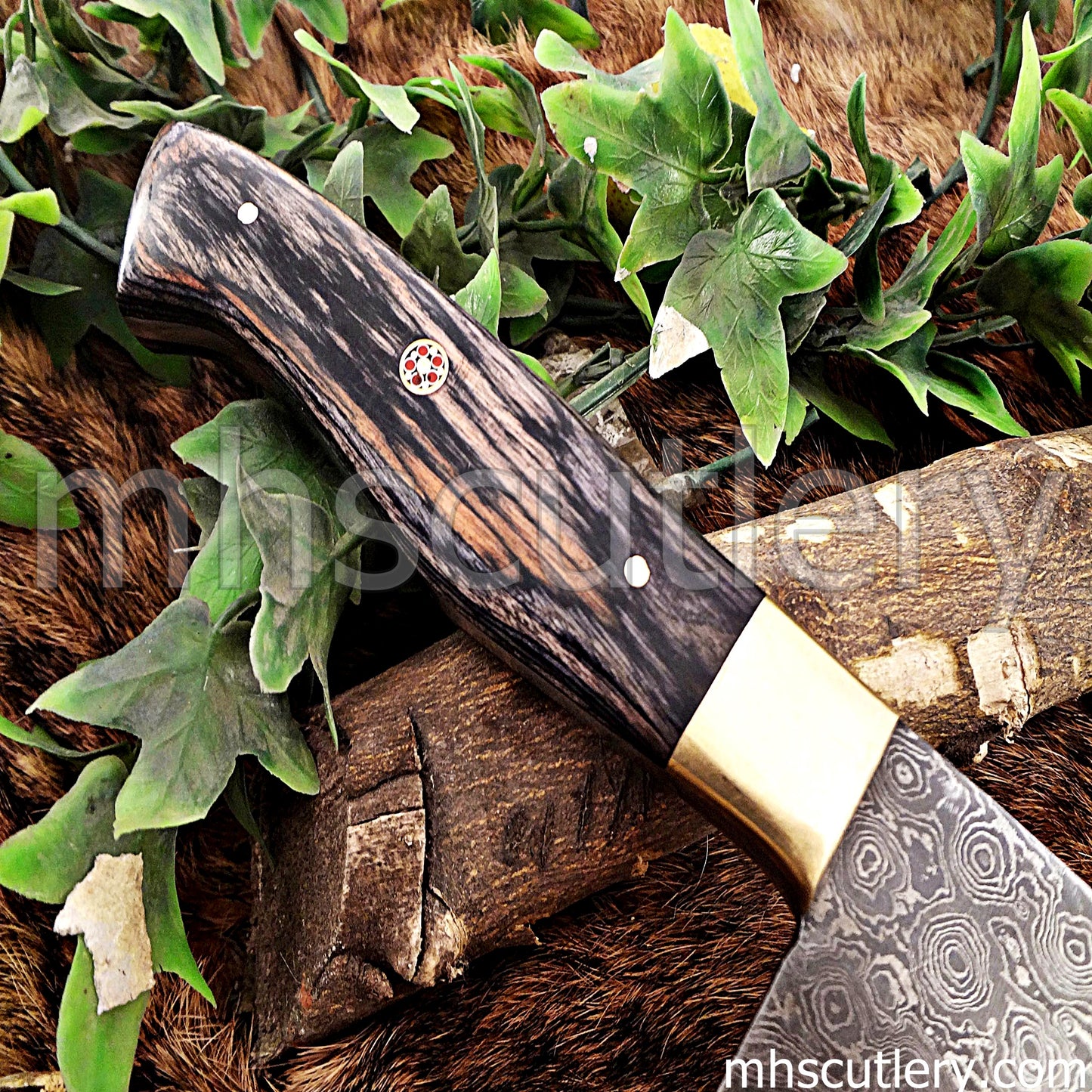 Custom Hand Forged Raindrop Damascus Steel Kitchen Chef Knife | mhscutlery
