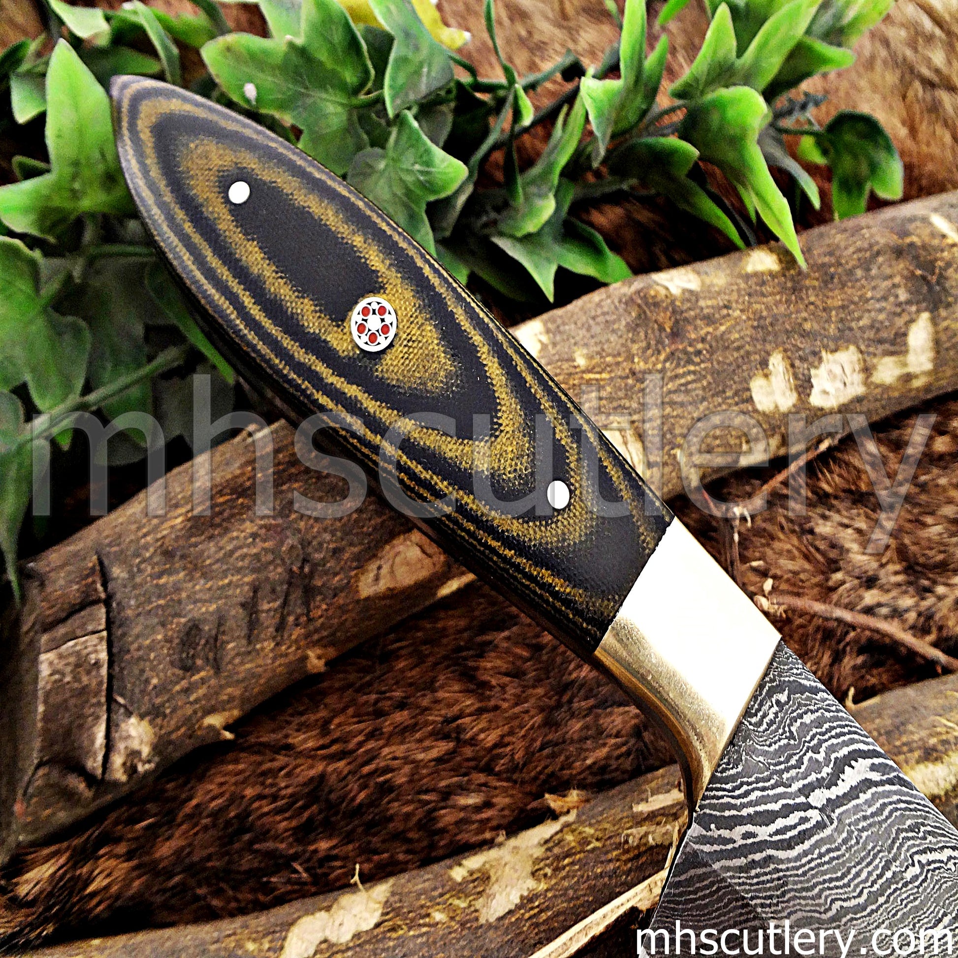 Hand Forged Damascus Steel Chef Knife / Micarta Handle | mhscutlery