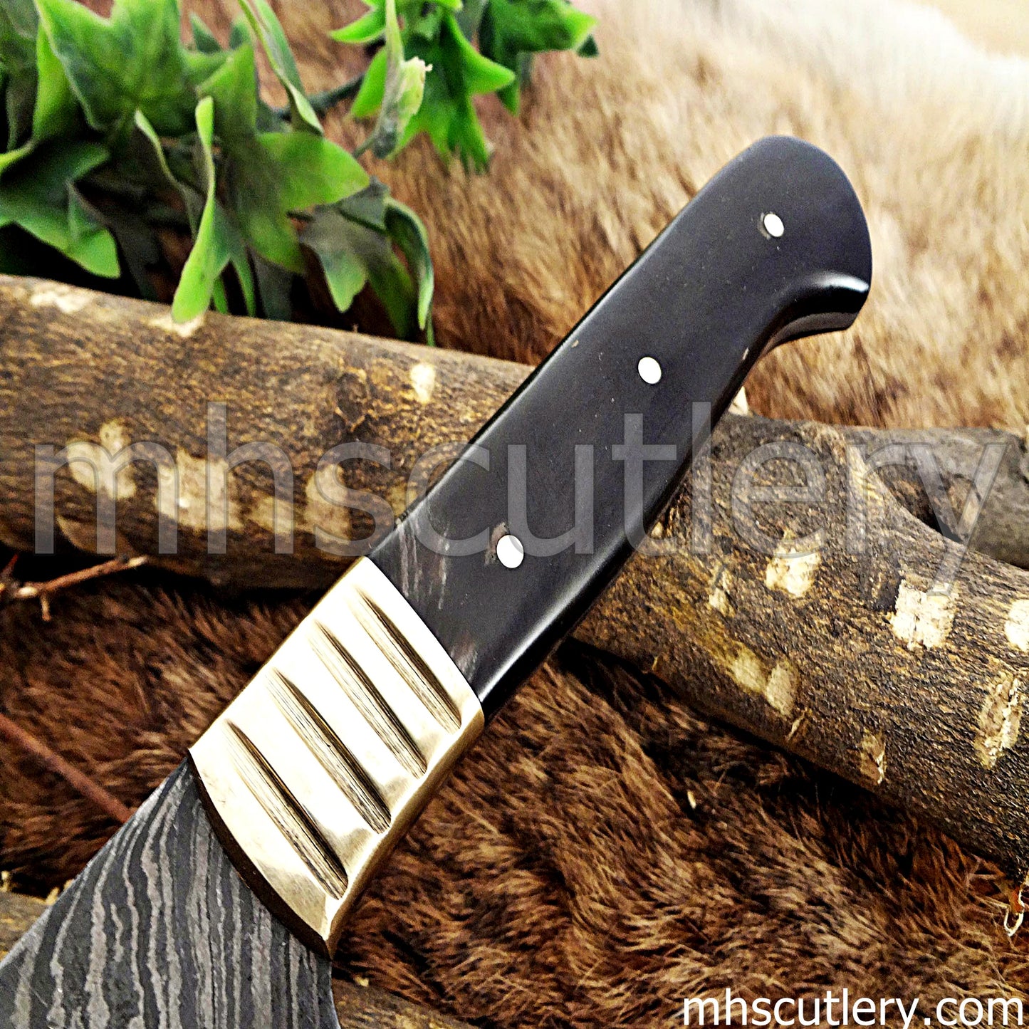 Damascus Steel Traditional Kitchen's Chef Knife / Bull Horn Handle | mhscutlery
