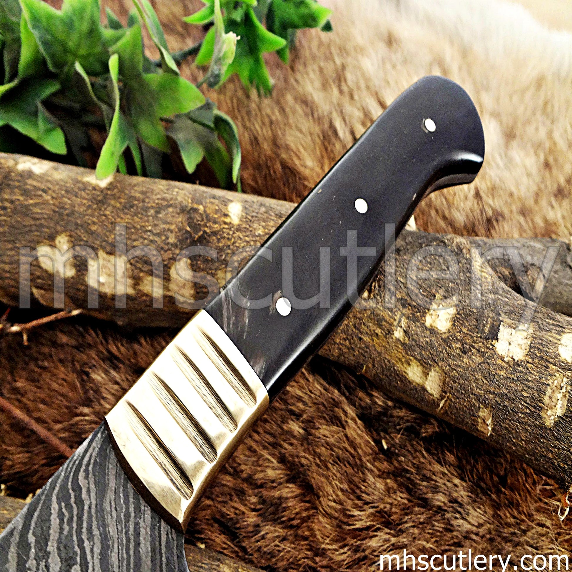 Damascus Steel Traditional Kitchen's Chef Knife / Bull Horn Handle | mhscutlery