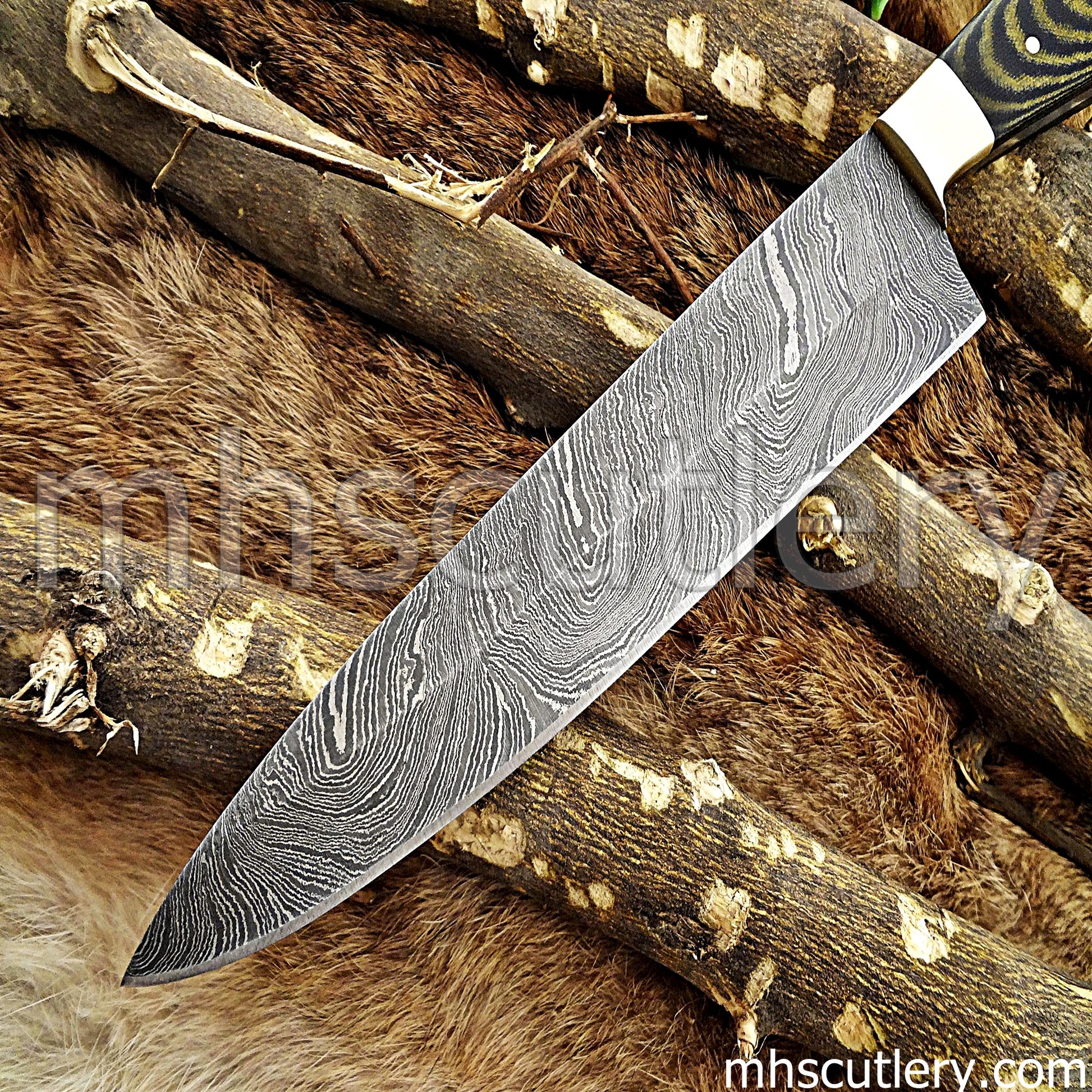 Handmade Damascus Steel Micarta Handle Kitchen Knife | mhscutlery