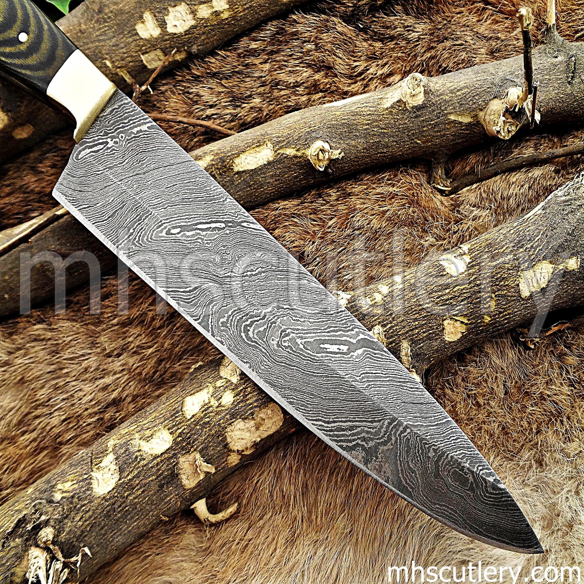 Handmade Damascus Steel Micarta Handle Kitchen Knife | mhscutlery