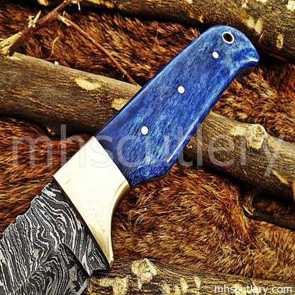 Custom Hand Forged Damascus Steel Gut Hook Hunter | mhscutlery