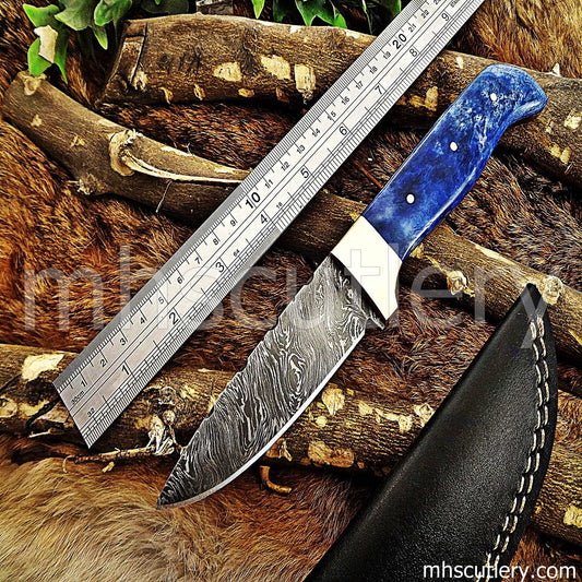 Custom Hand Forged Damascus Steel Hunter Skinner Knife | mhscutlery
