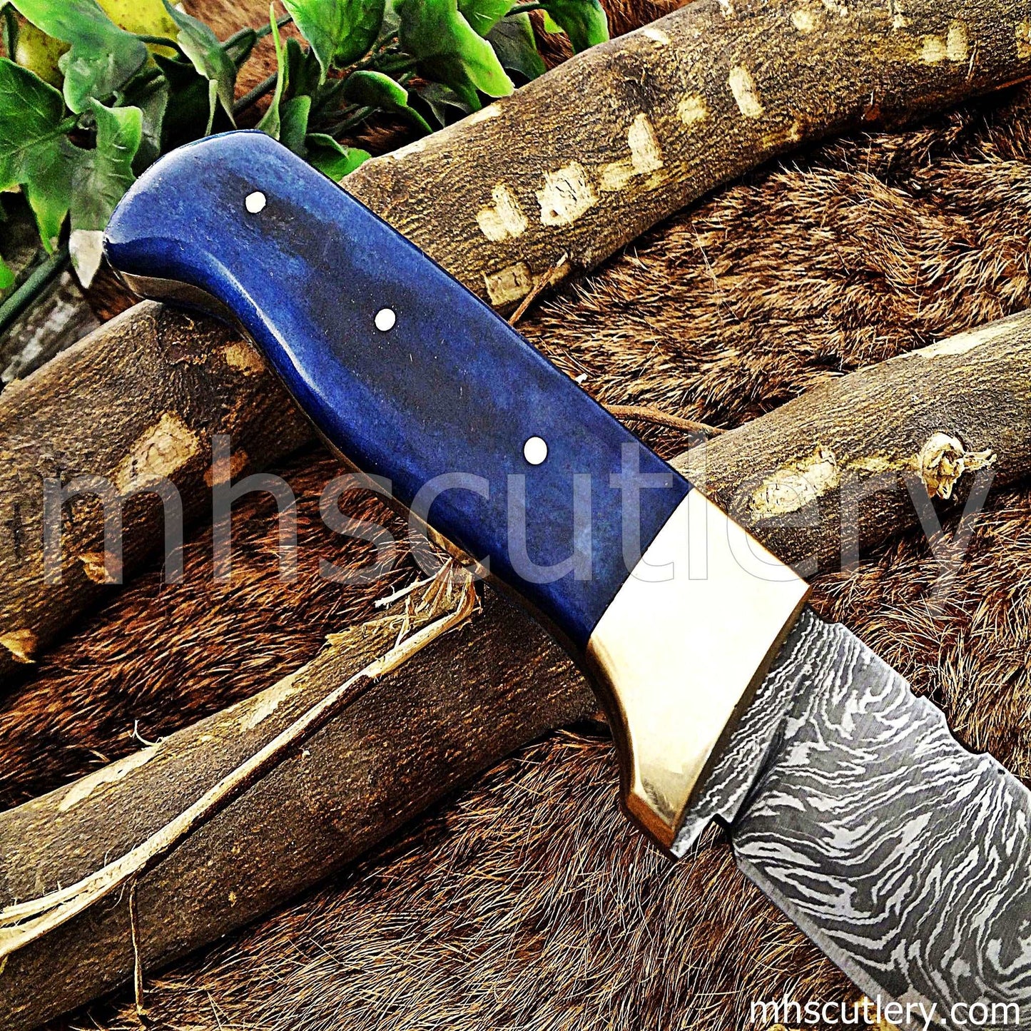 Custom Hand Forged Damascus Steel Hunter Skinner Knife | mhscutlery
