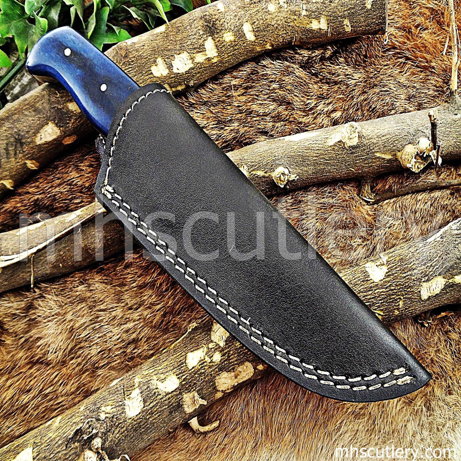 Custom Hand Forged Damascus Steel Hunter Skinner Knife | mhscutlery