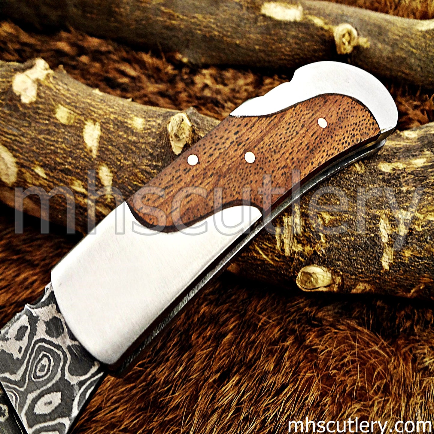Handmade Damascus Steel Mini Folding Knife | mhscutlery