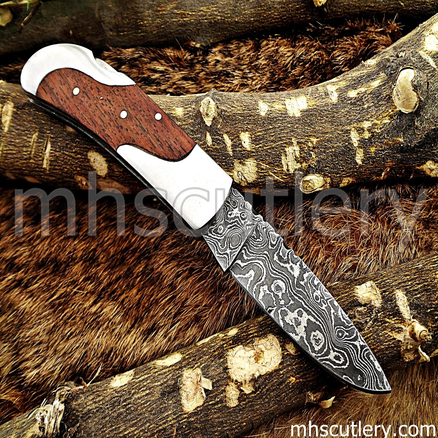 Handmade Damascus Steel Mini Folding Knife | mhscutlery