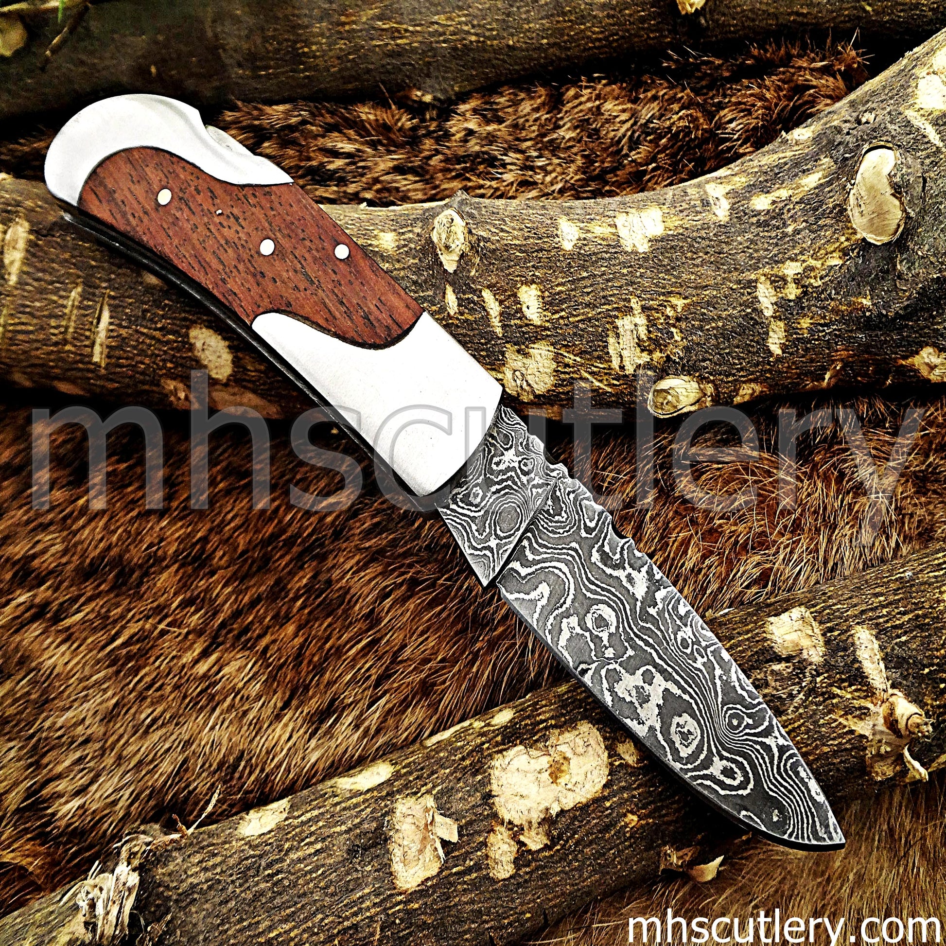 Handmade Damascus Steel Mini Folding Knife | mhscutlery