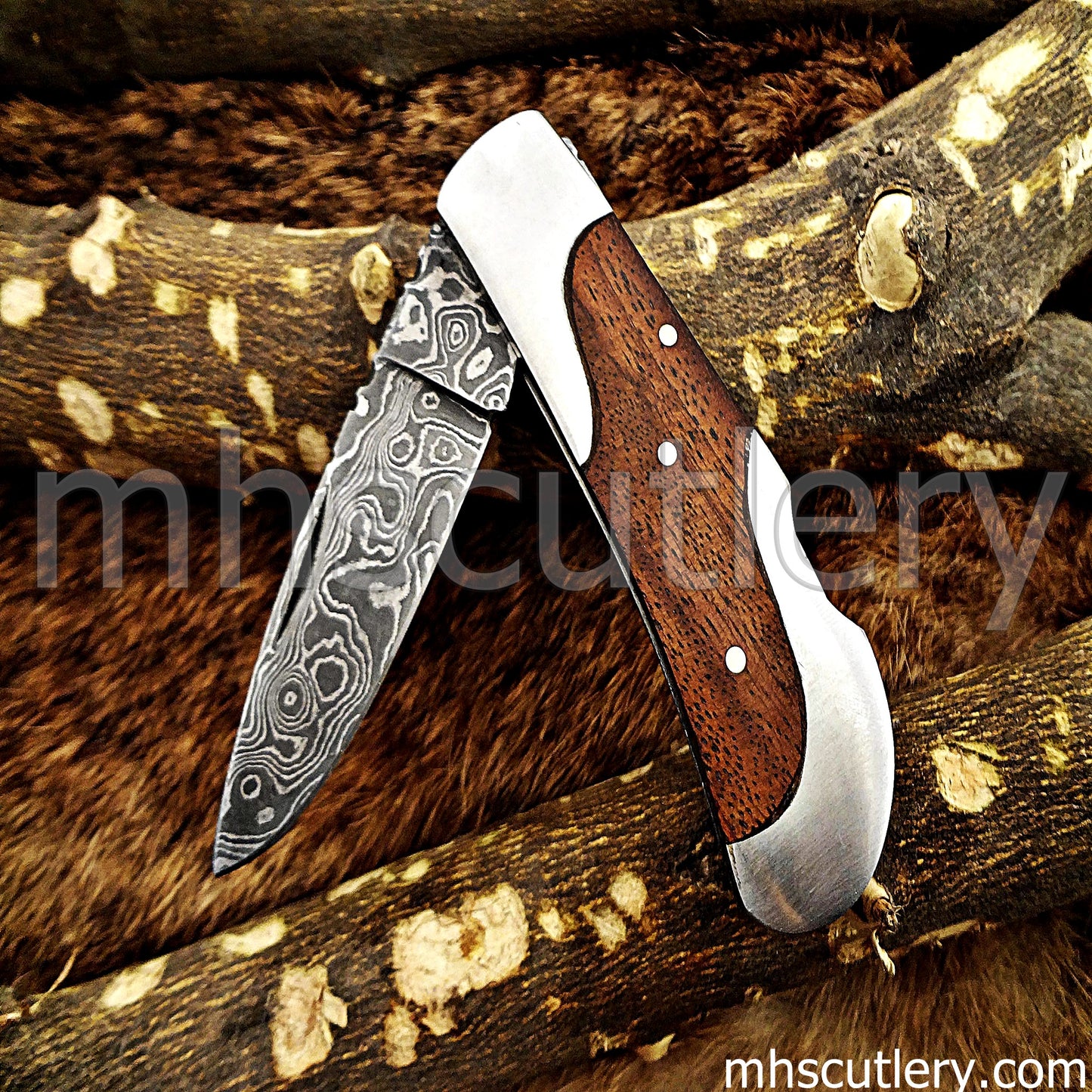 Handmade Damascus Steel Mini Folding Knife | mhscutlery